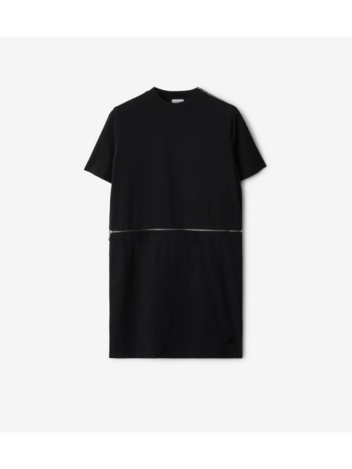 Shop Burberry Cotton Dress In Black