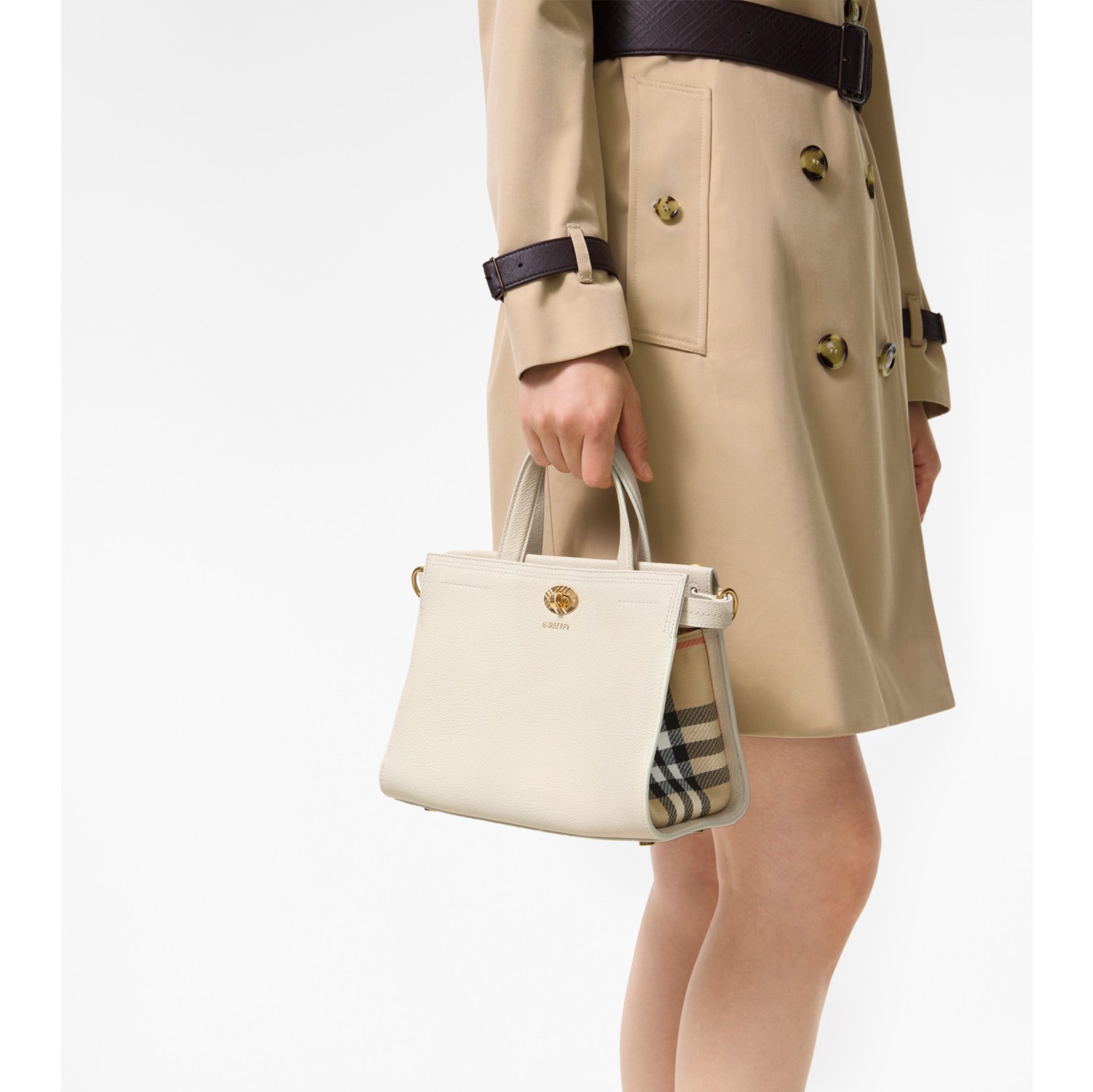 Mini Check Cotswolds Tote in Soap beige - Women, Leather