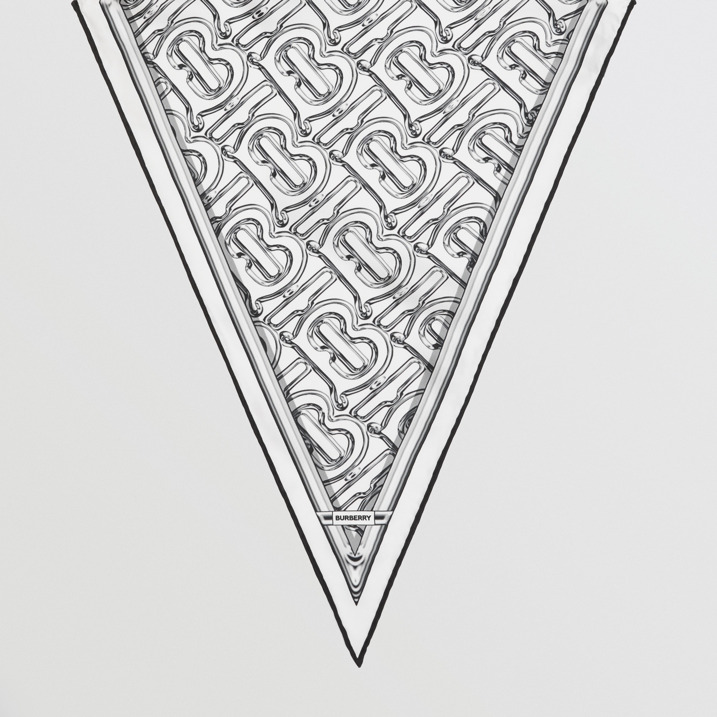Metallic Monogram Print Silk Diamond-shaped Scarf in Light Pewter Grey | Burberry® Official - 2