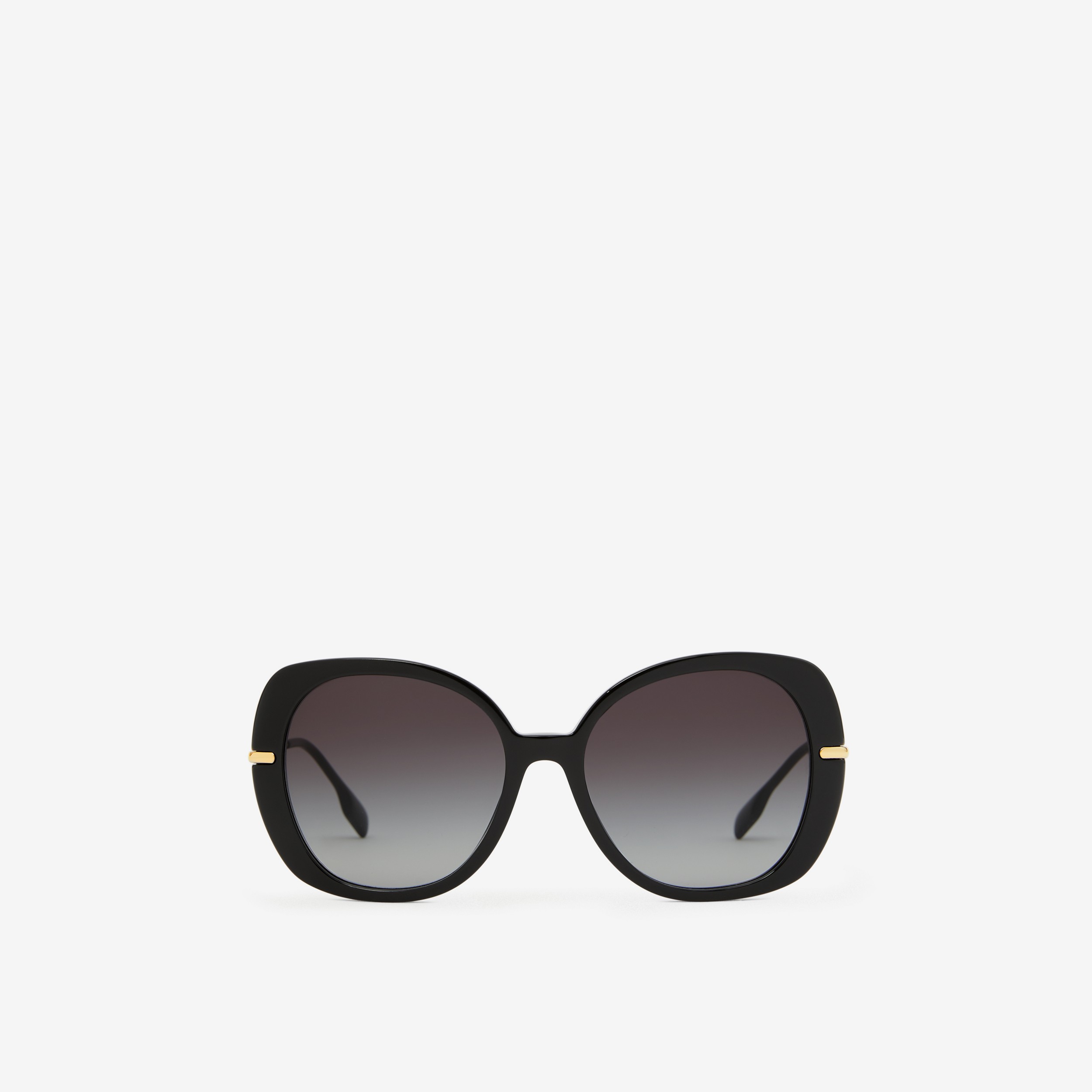 Icon Stripe Detail Square Frame Sunglasses in Black - Women | Burberry® Official - 1