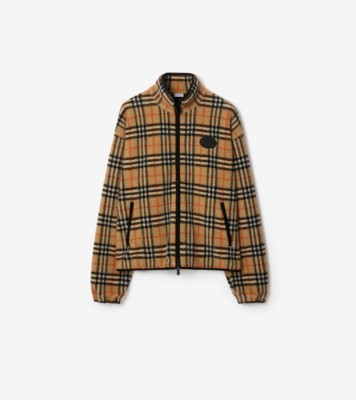 Check Wool Cashmere Blend Fleece in Sand beige - Men | Burberry