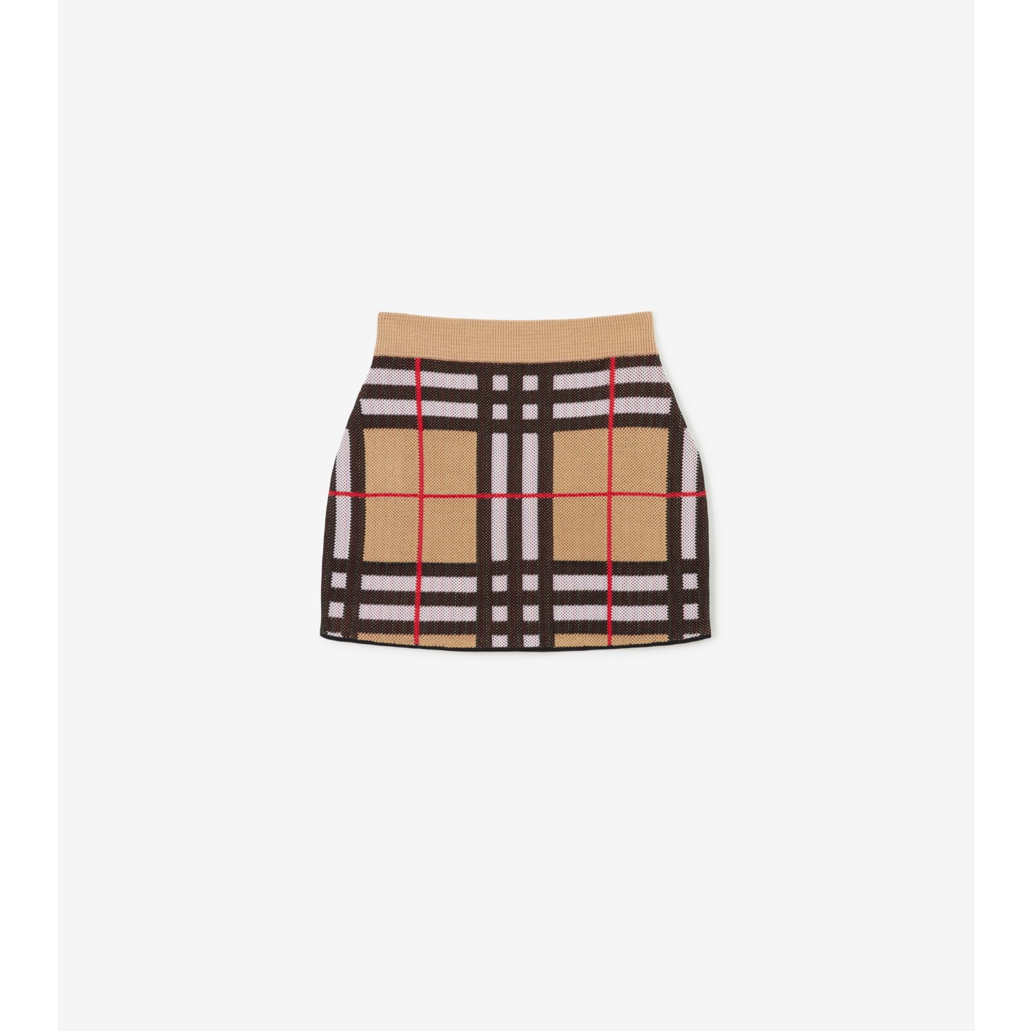 Check Cotton Blend Mini Skirt in Archive beige - Women, Nylon ...