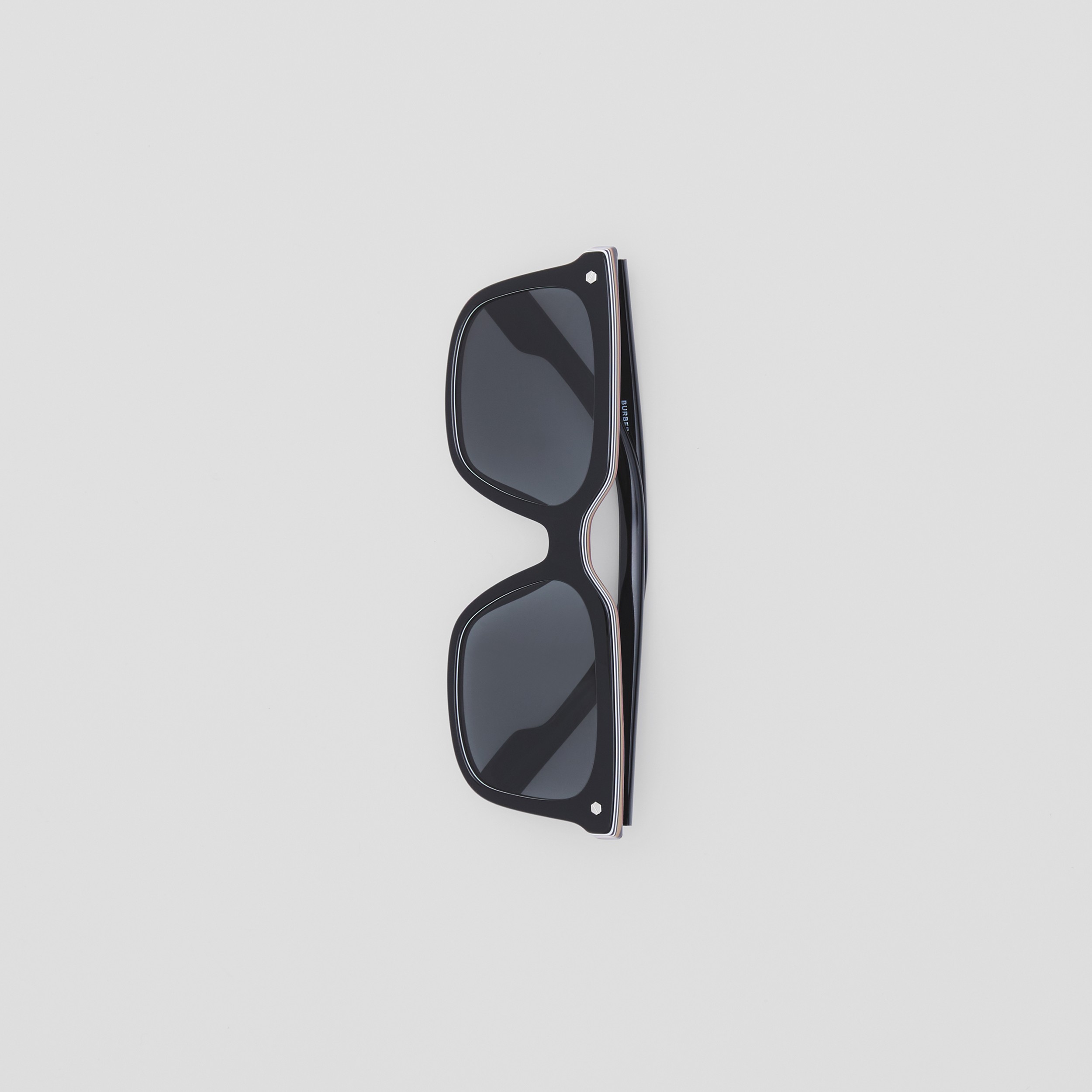 条纹细节方框太阳眼镜 (蓝色) - 男士 | Burberry® 博柏利官网 - 4