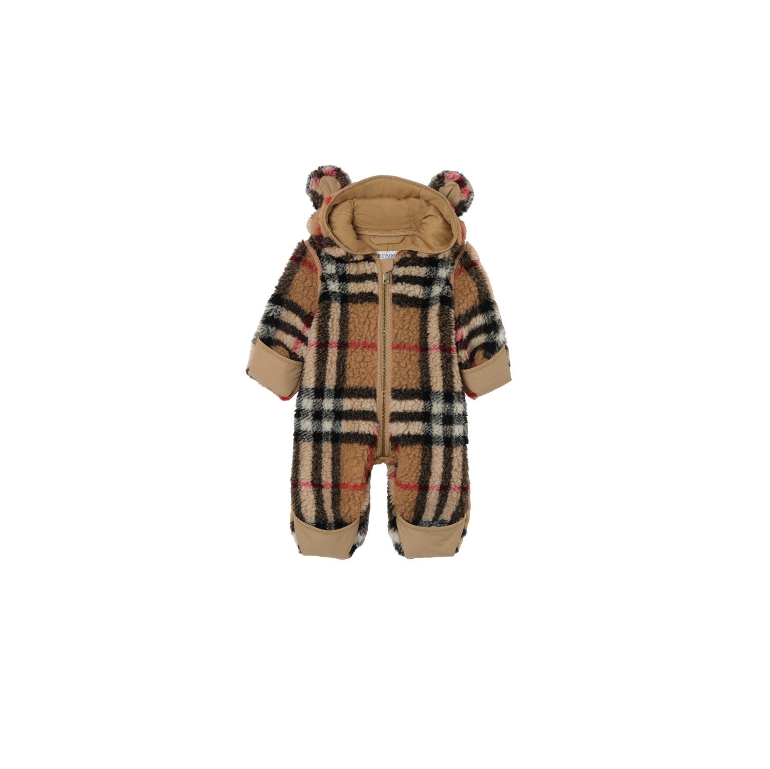 Check Fleece Hooded Jumpsuit