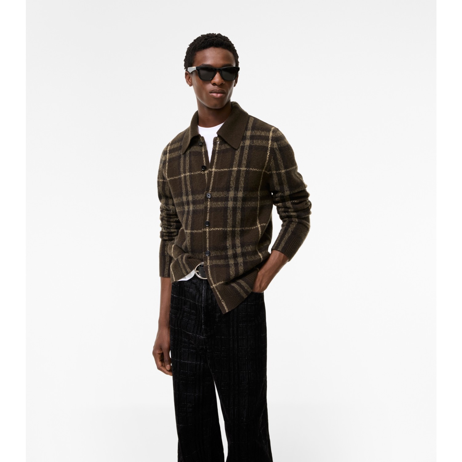 Check Cashmere Cardigan