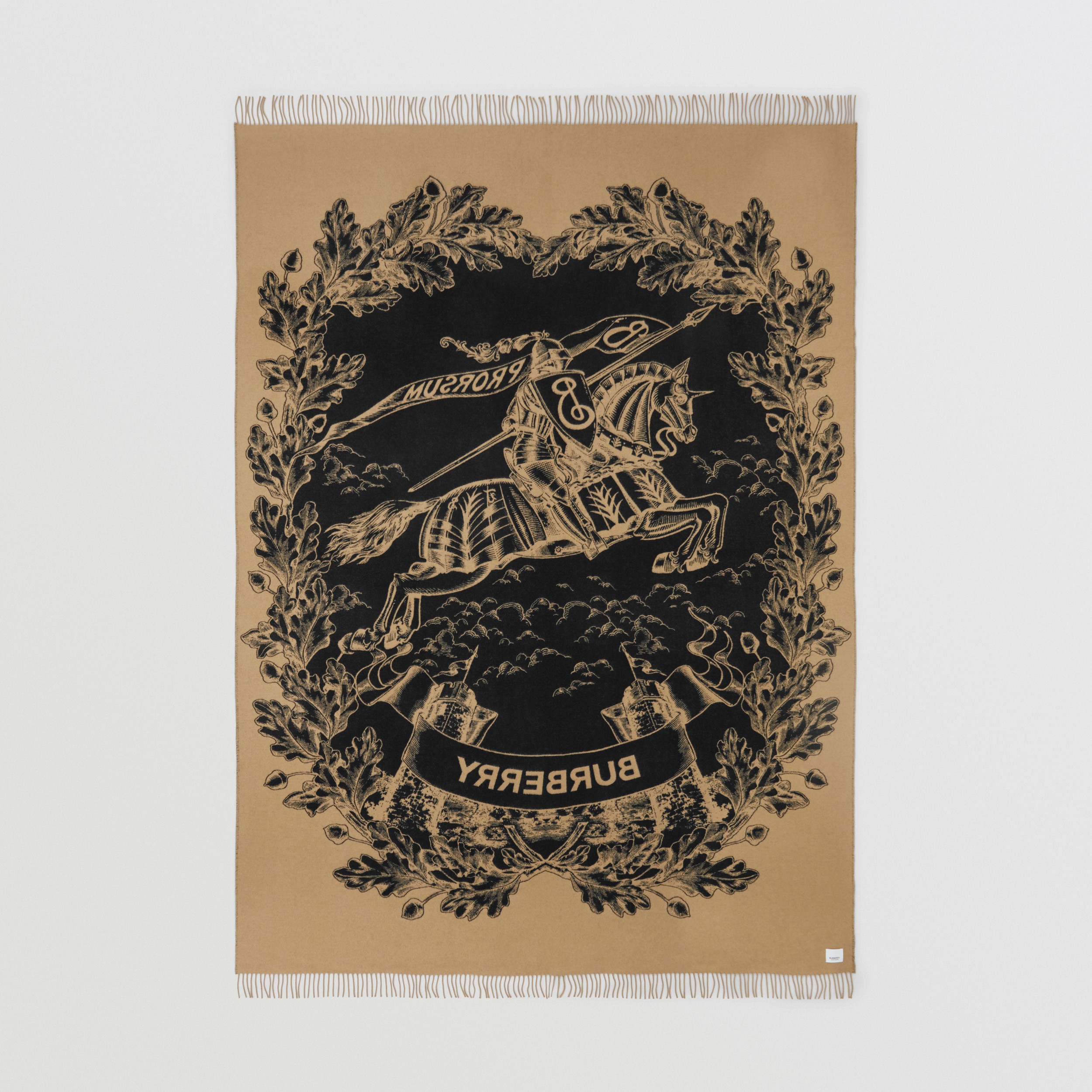 马术骑士图案羊绒混纺毛毯 (典藏米色) | Burberry® 博柏利官网 - 3