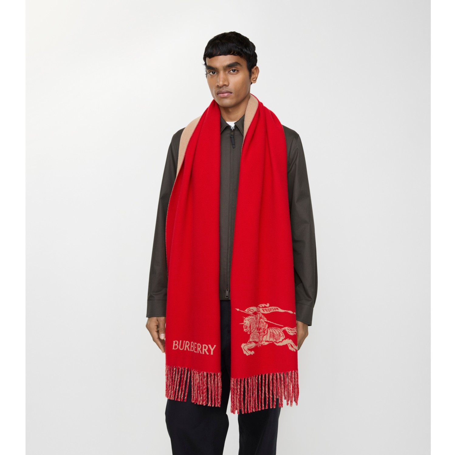 Reversible EKD Cashmere Scarf in Pillar/camel | Burberry® Official