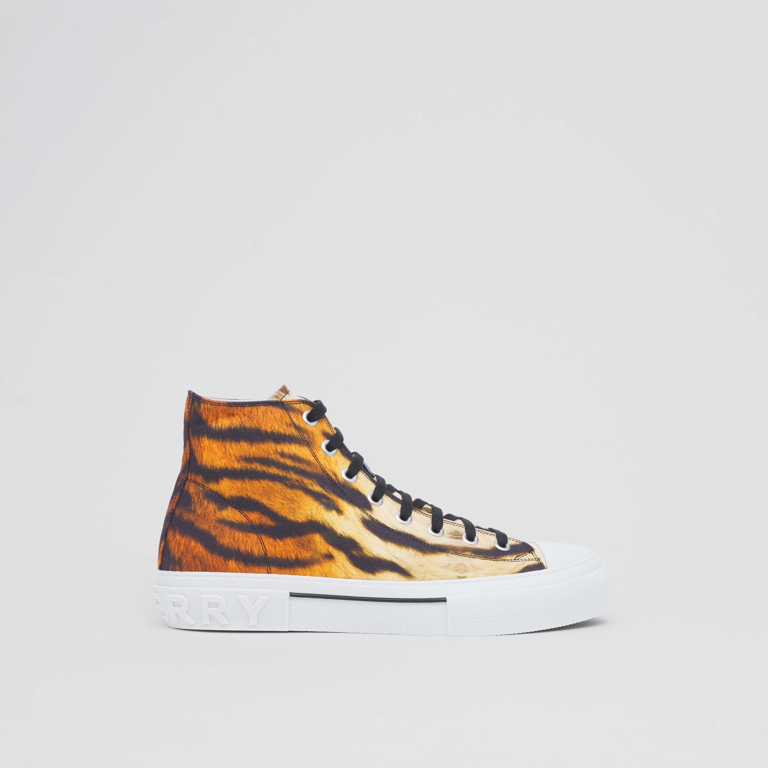 Tiger Print Cotton High-top Sneakers - Men | Burberry® Official - 1
