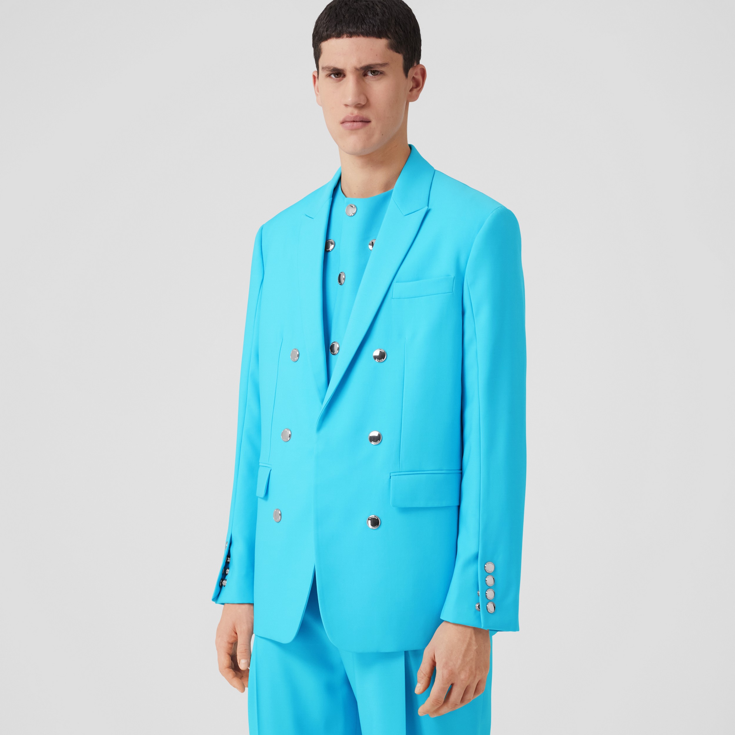 Veste de costume en laine (Bleu Opale Vif) - Homme | Site officiel Burberry® - 4