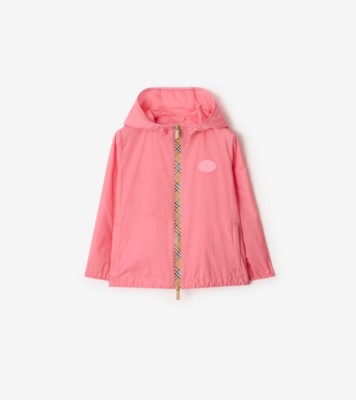 Checker-tape Nylon Hooded Jacket in Flamingo pink | Burberry® Official