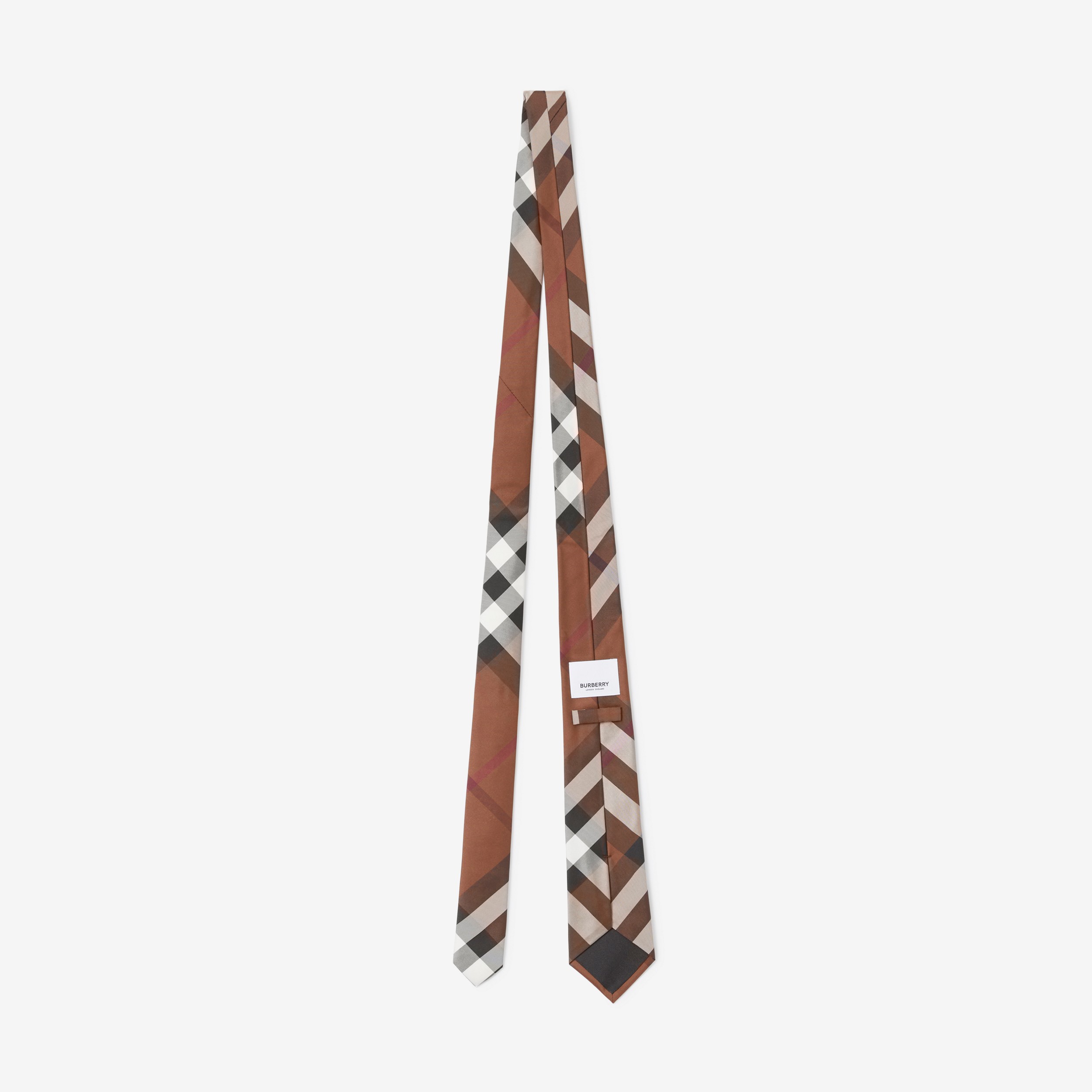 Corbata de pala clásica en seda a cuadros con emblema Equestrian Knight (Marrón Abedul Oscuro) - Hombre | Burberry® oficial - 2