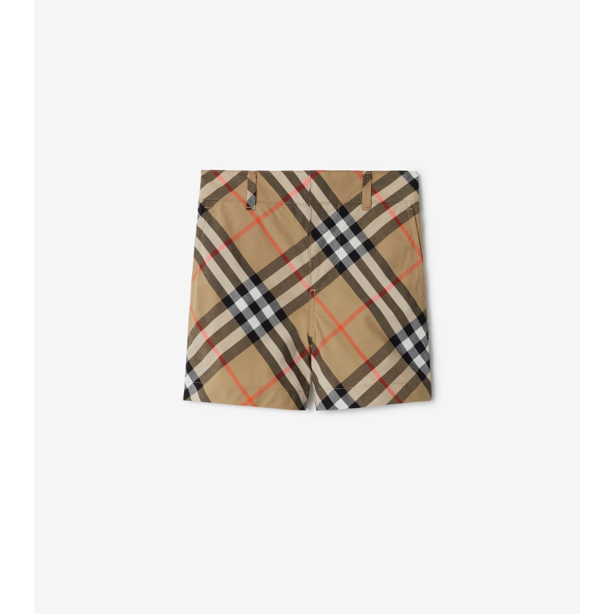 Shop Burberry Childrens Check Cotton Shorts In Sand