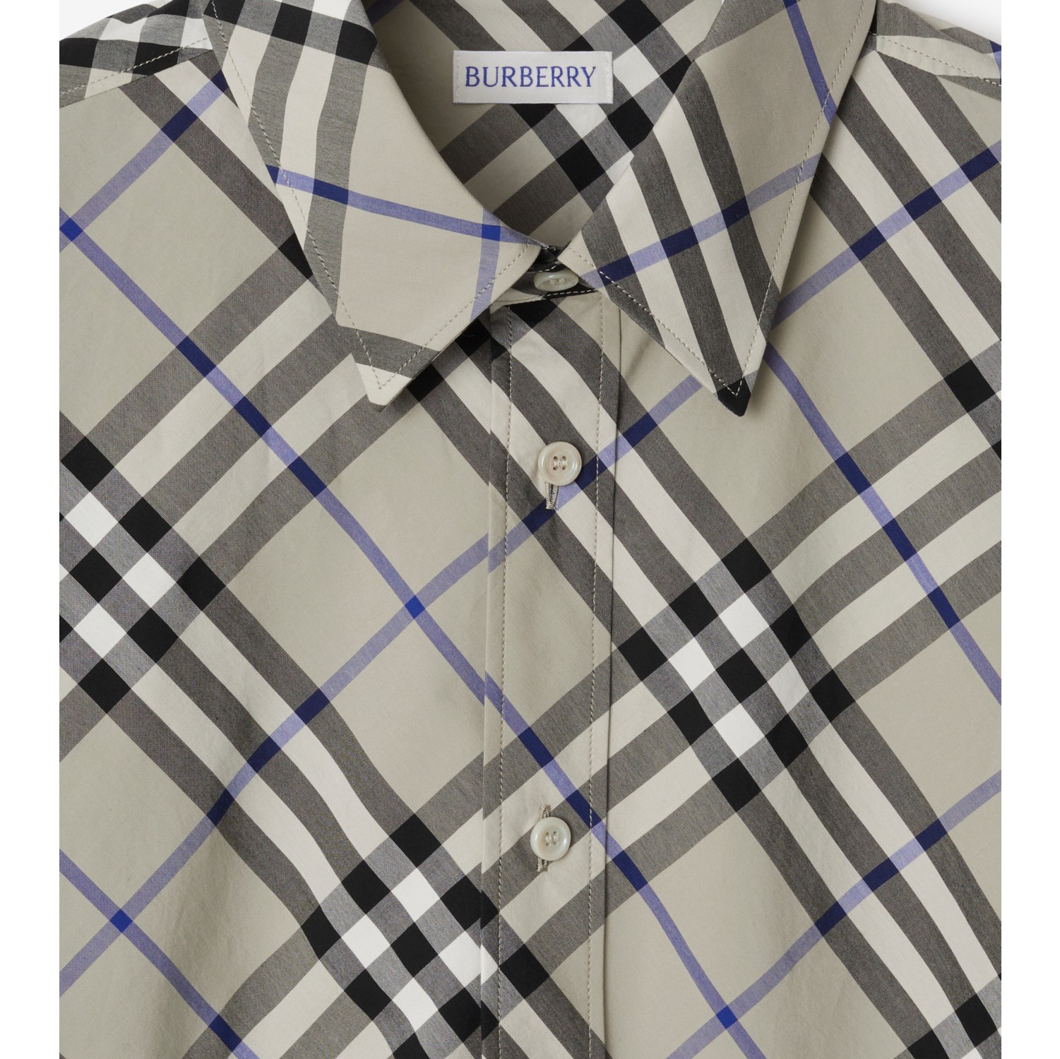 Check Cotton Shirt in Lichen Men Burberry Official