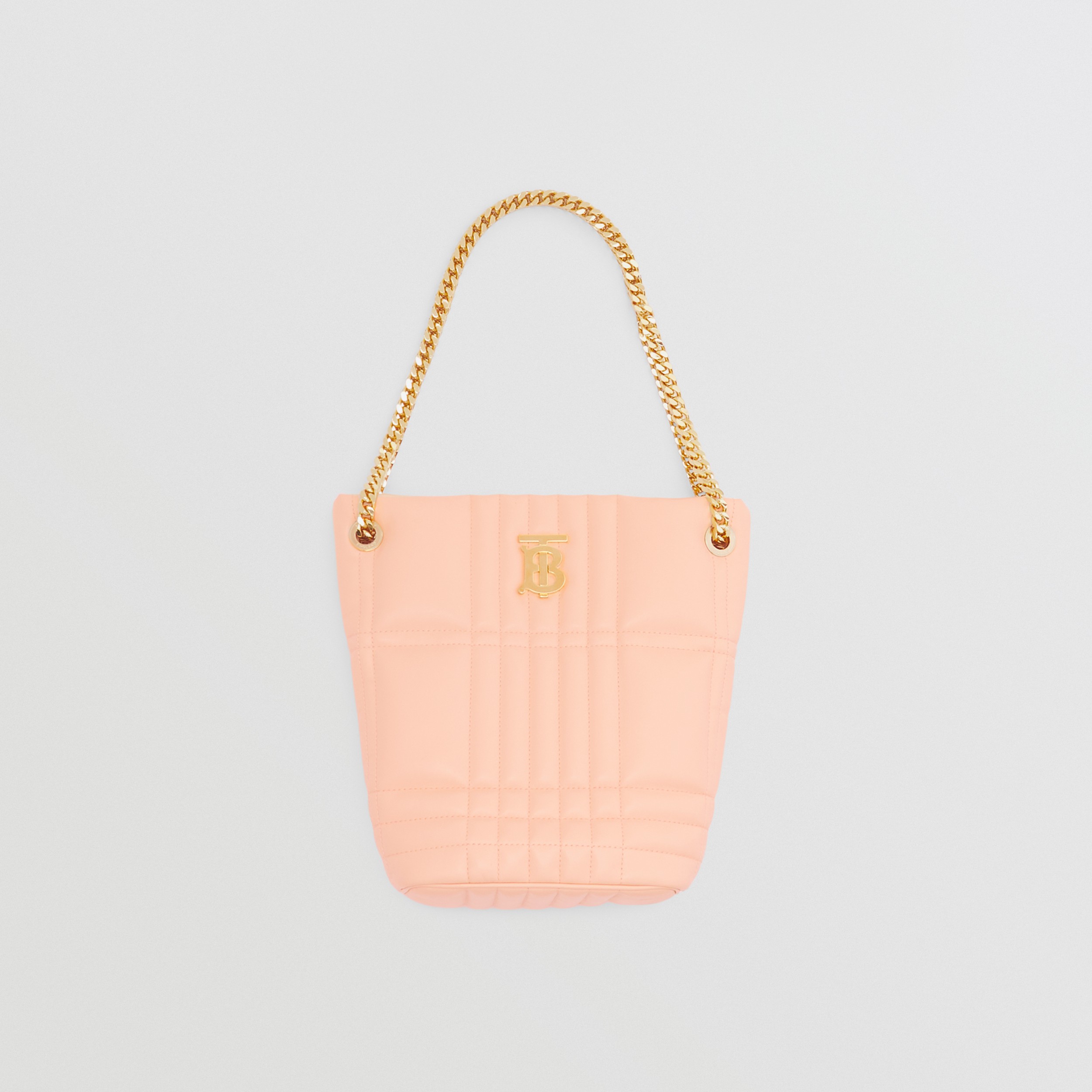 Small Quilted Lambskin Lola Bucket Bag in Peach Pink - Women | Burberry® Official - 4