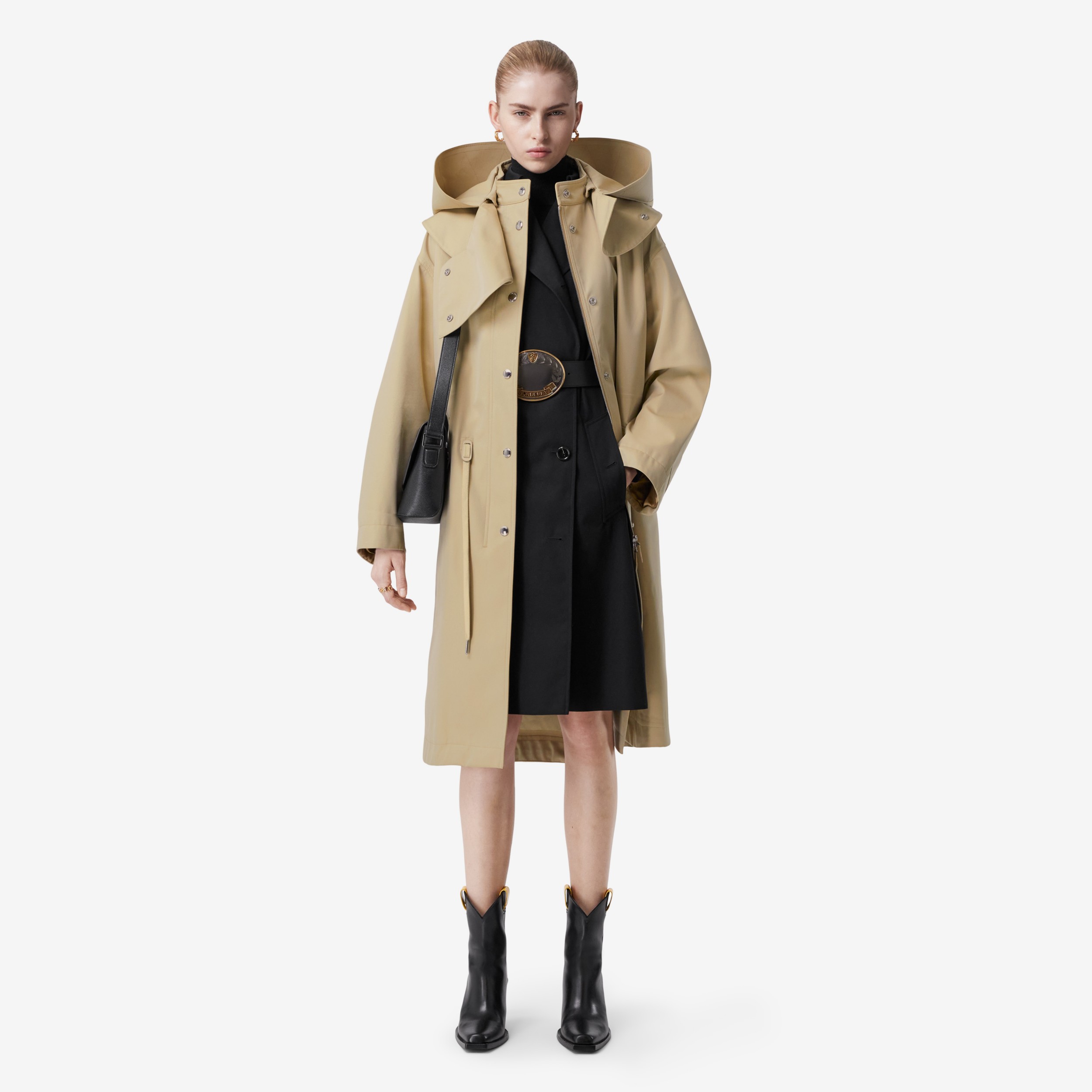 Parka en algodón de gabardina de tres capas con capucha extraíble (Miel  Moderna) - Mujer | Burberry® oficial