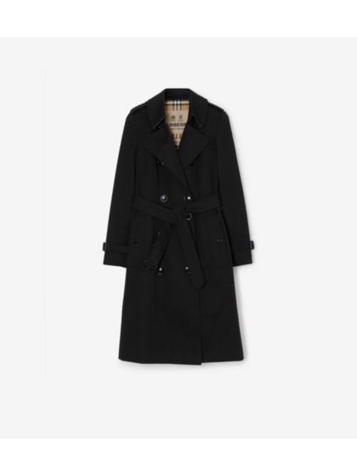 Burberry Long Chelsea Heritage Trench Coat In Black