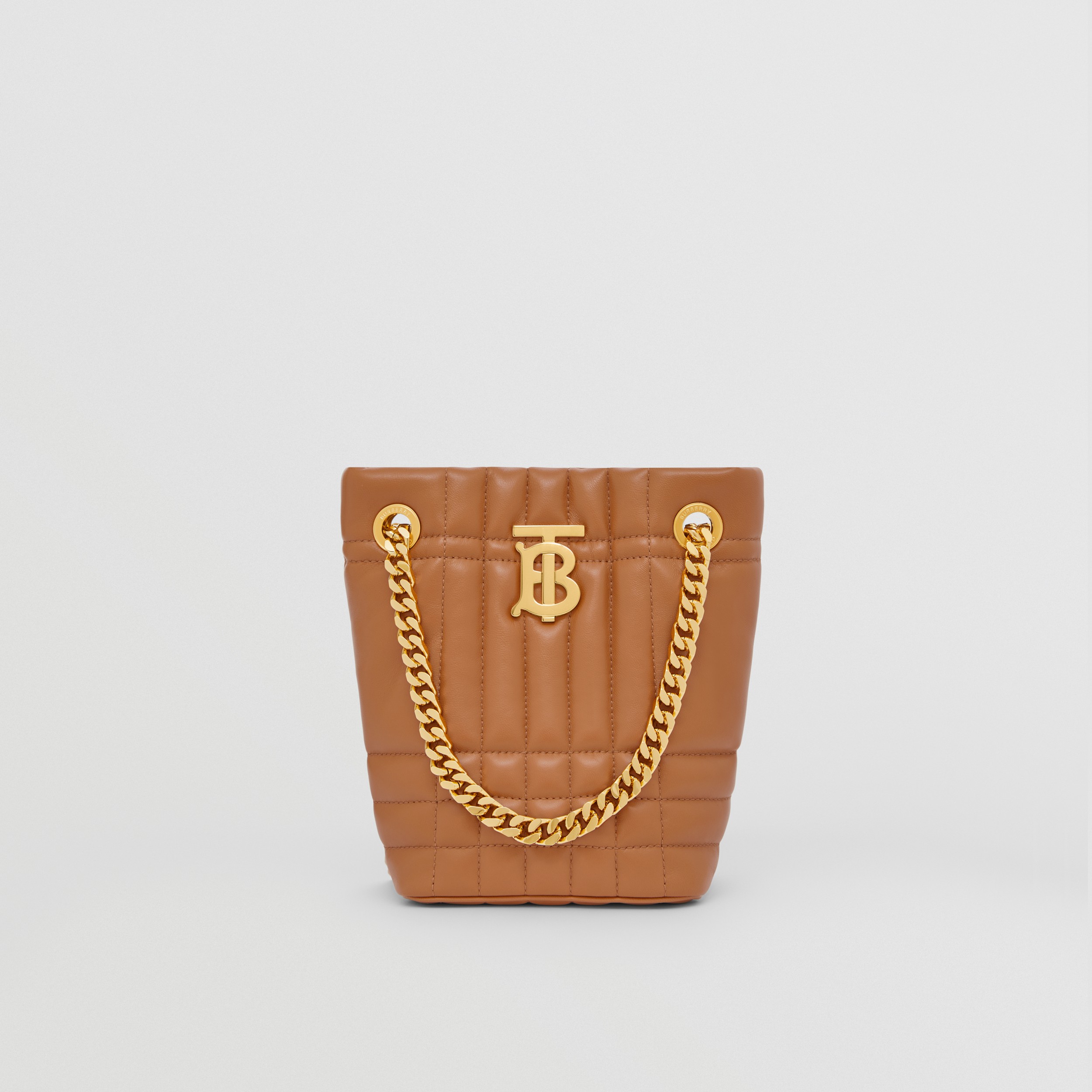 Quilted Leather Mini Lola Bucket Bag in Maple Brown - Women | Burberry® Official - 1