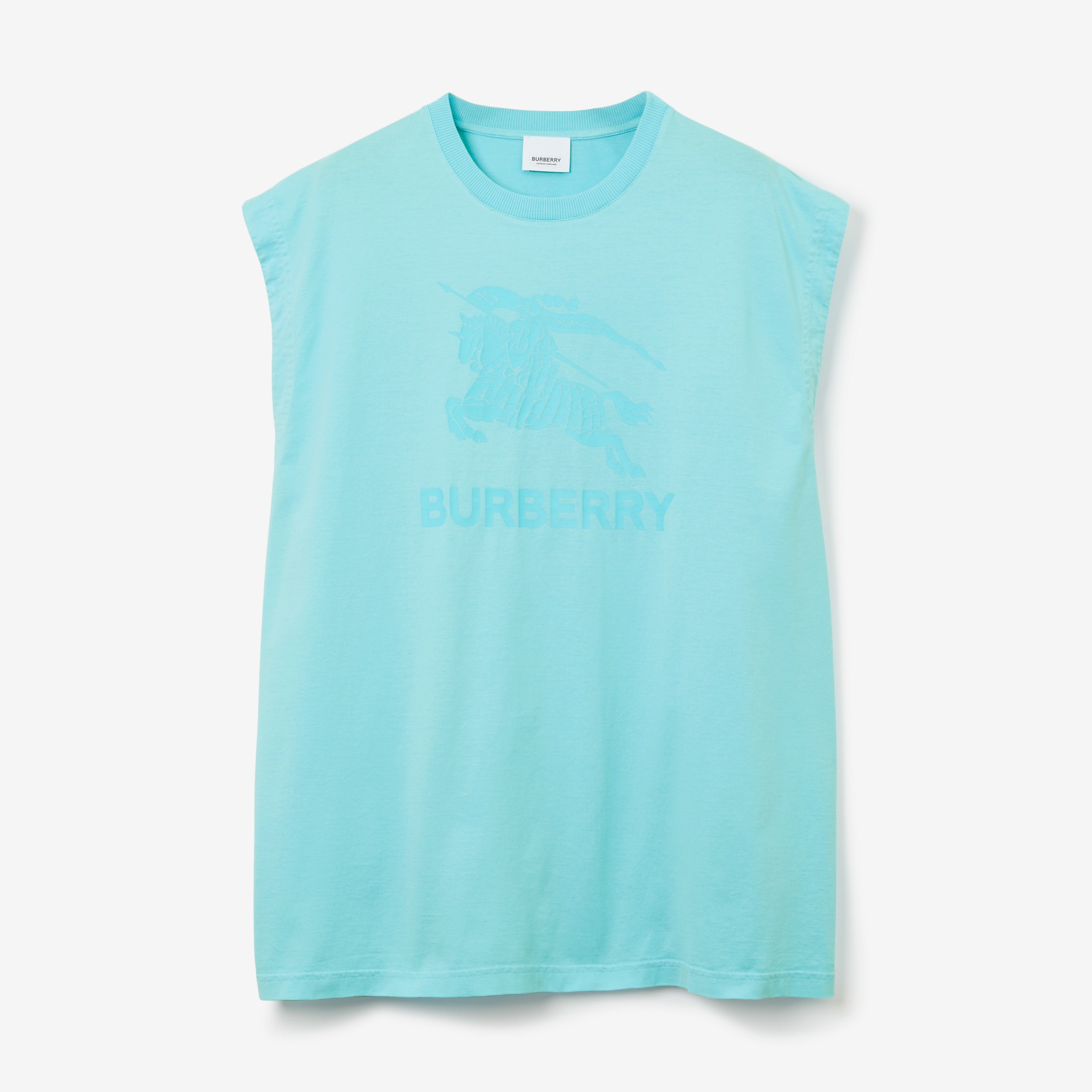 Camiseta sin mangas en algodón con emblema Equestrian Knight (Azul Topacio Intenso) - Hombre | Burberry® oficial - 1