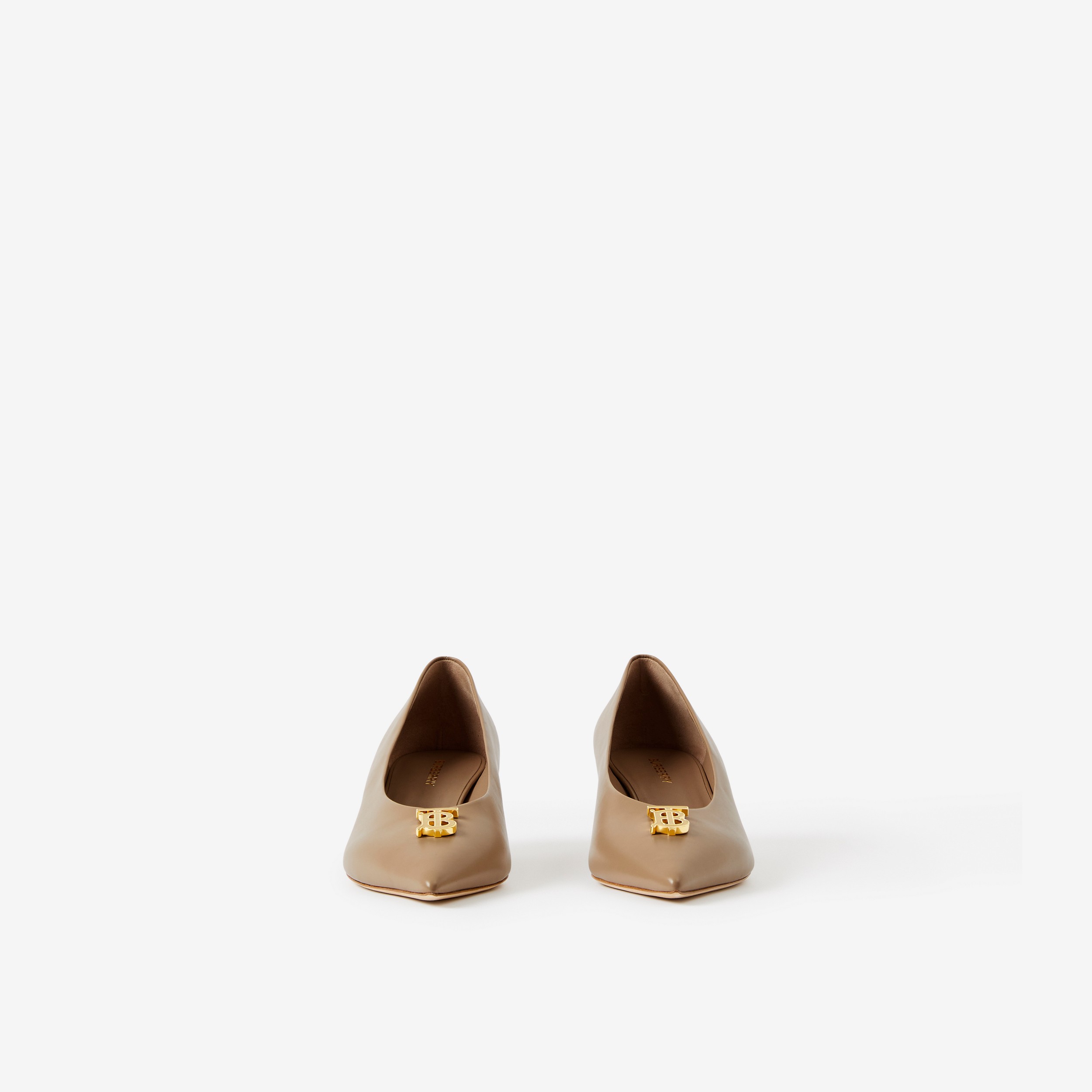 Zapatos de tacón en piel con monograma y puntera en pico (Beige Castaño) - Mujer | Burberry® oficial - 2