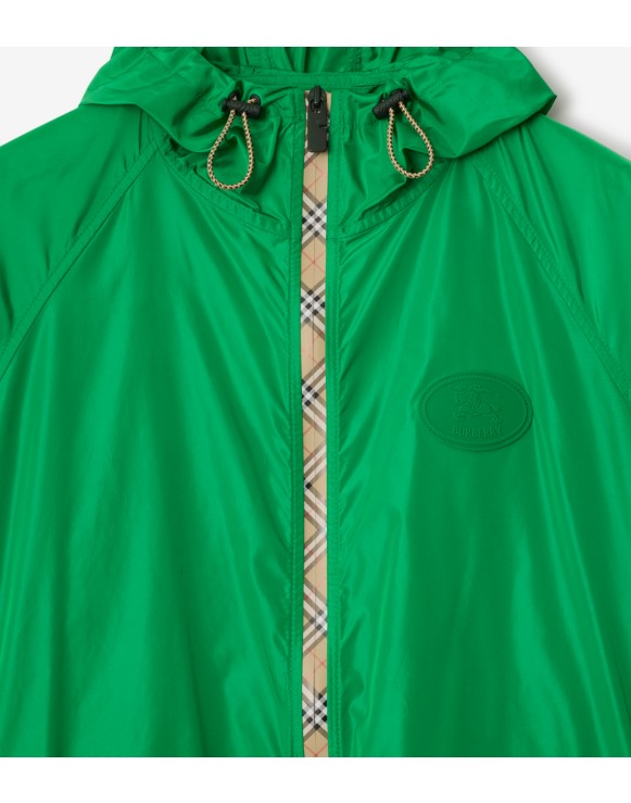 Check Trim Nylon Hooded Jacket