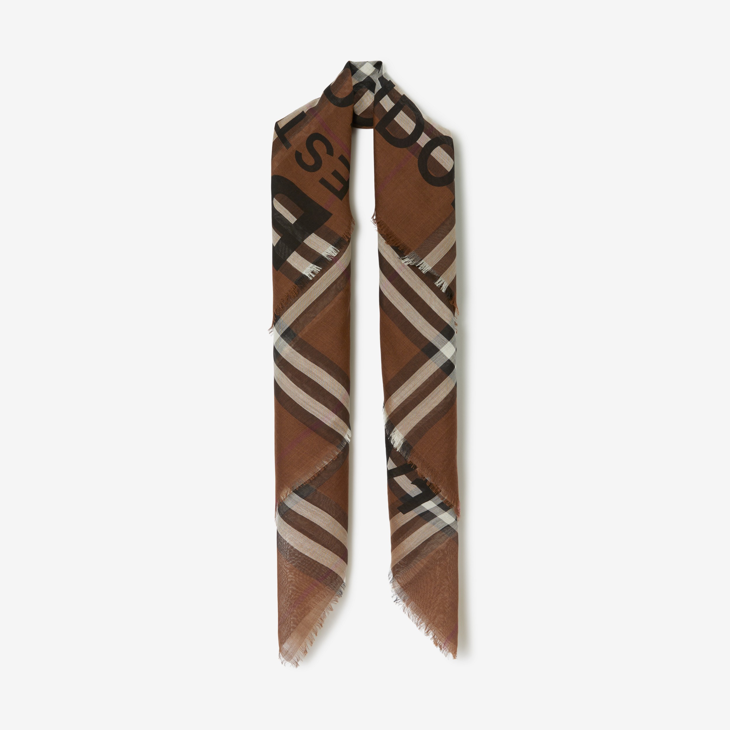 Montage Print Wool Silk Large Square Scarf in Dark Birch Brown | Burberry® Official - 2