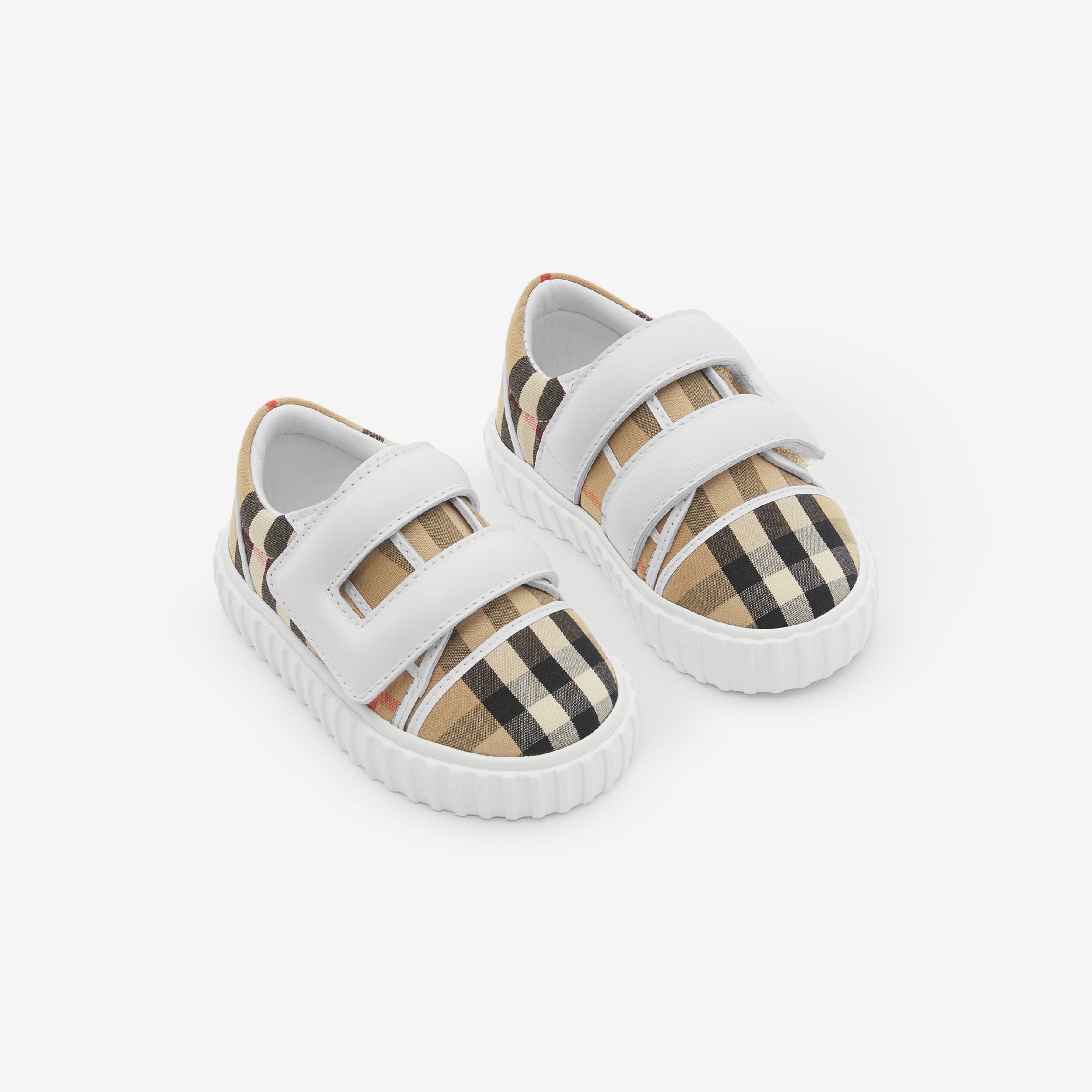Vintage Check Cotton and Leather Sneakers in Archive Beige - Children | Burberry® Official - 2