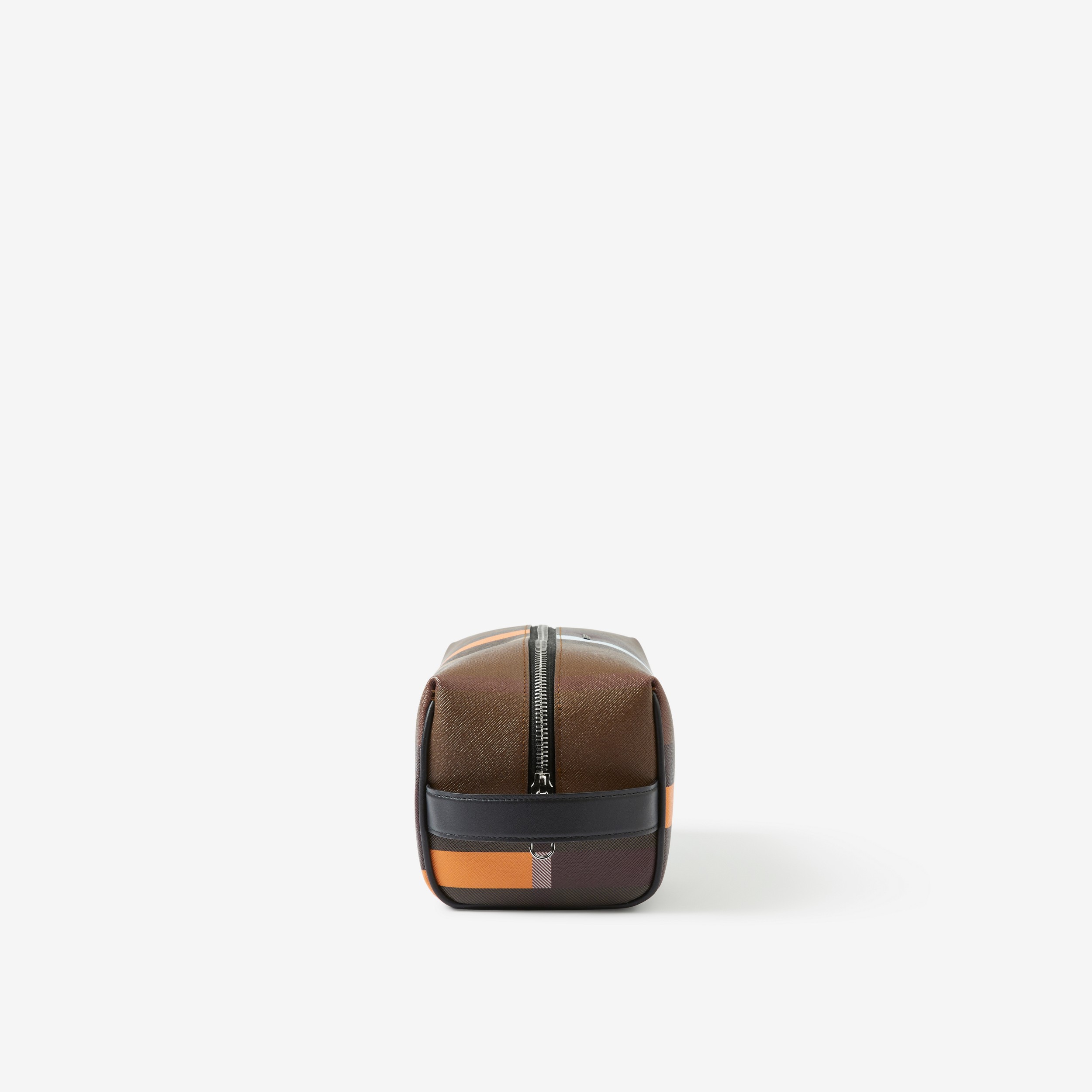 Check and Leather Travel Pouch in Dark Birch Brown - Men | Burberry® Official - 2