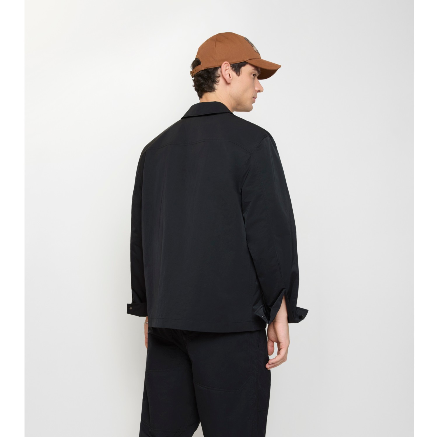 ナイロン ジップ オーバーシャツ (ブラック) - メンズ, ナイロン