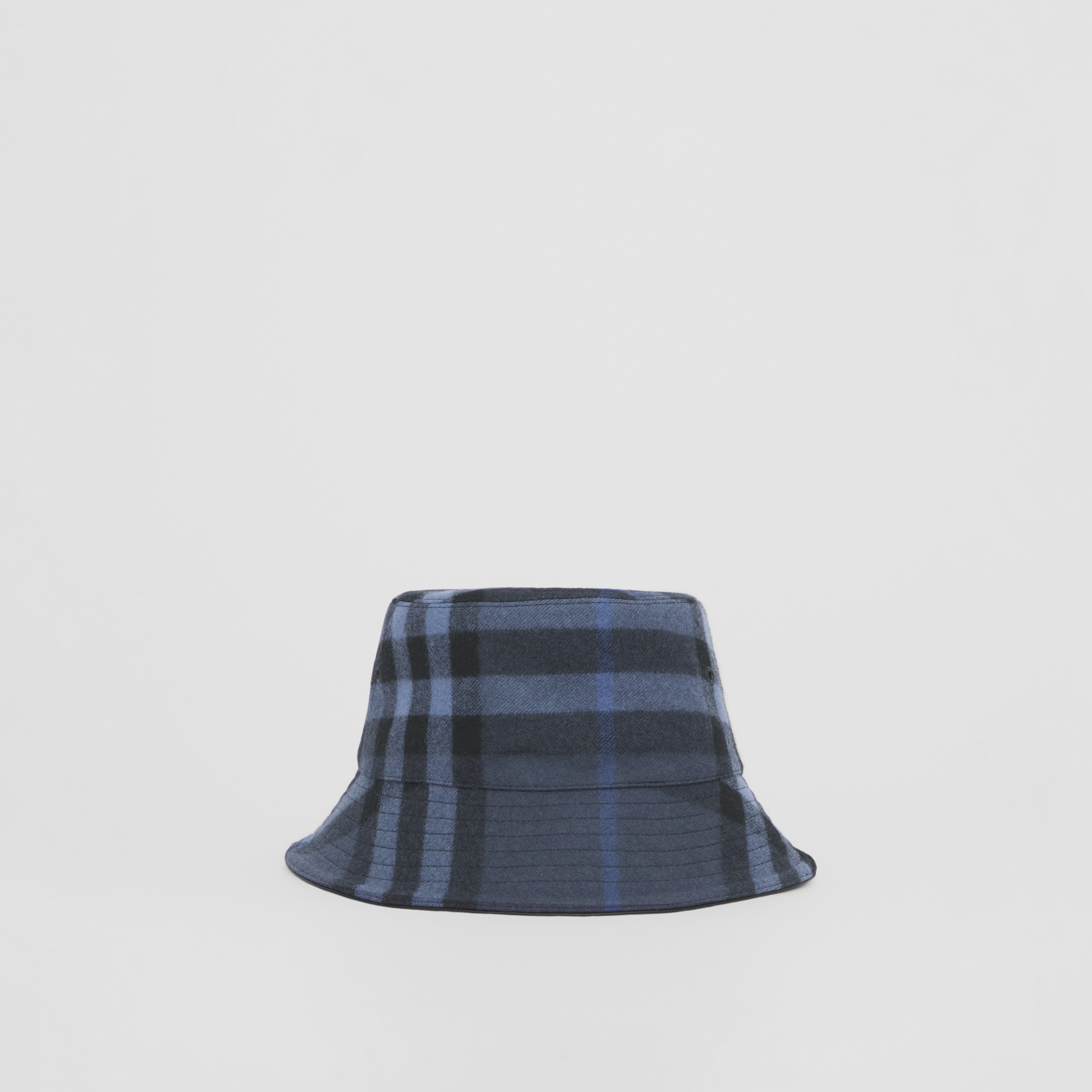 Check Wool Cashmere Bucket Hat in Ink Blue | Burberry® Official - 1