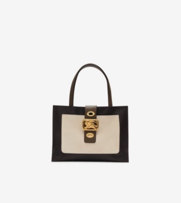 Burberry スモール ライダートート (ピートブラウン／ソープベージュ／ミリタリーブラウン) - ウィメンズ, レザー | Burberry®公式サイト
