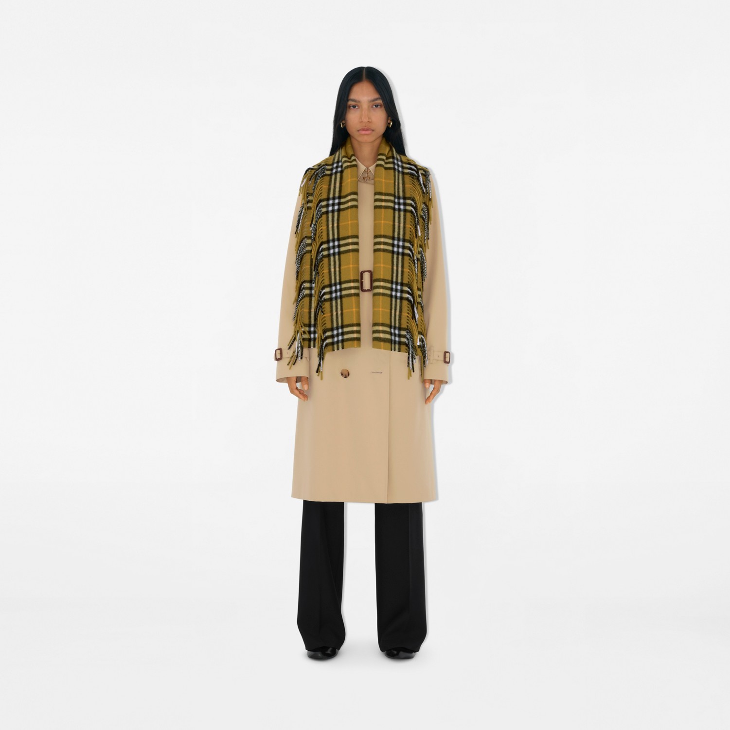 チェック カシミア ハッピースカーフ (オキサイド) | Burberry チェック カシミア ハッピースカーフ (オキサイド) | Burberry