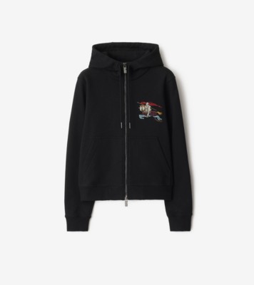 EKD Cotton Zip Hoodie in Black - Women | Burberry® Official
