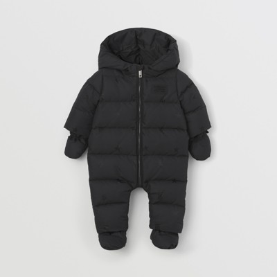 Star And Monogram Motif Nylon Puffer Suit In Black Children Burberry Official