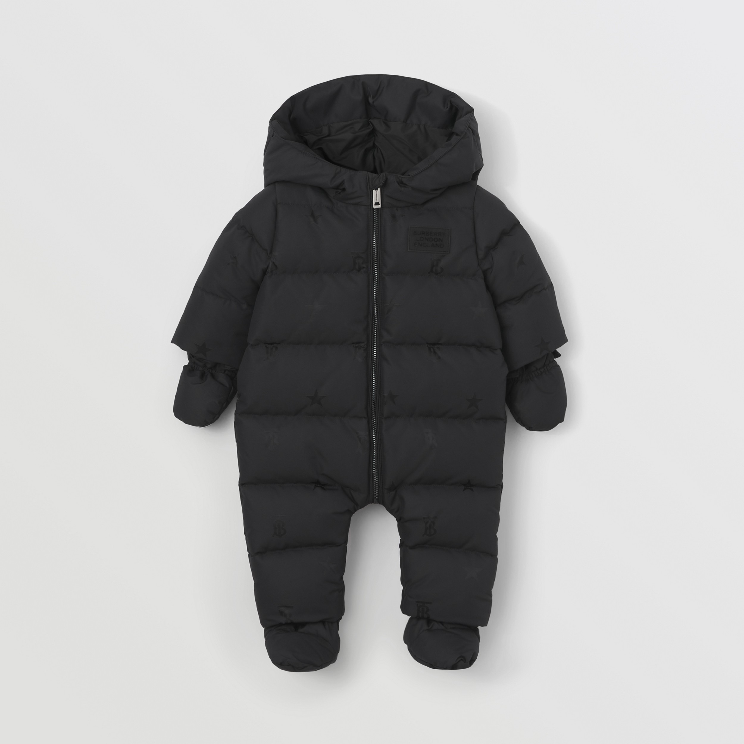 Star and Monogram Motif Nylon Puffer Suit in Black - Children | Burberry® Official - 1