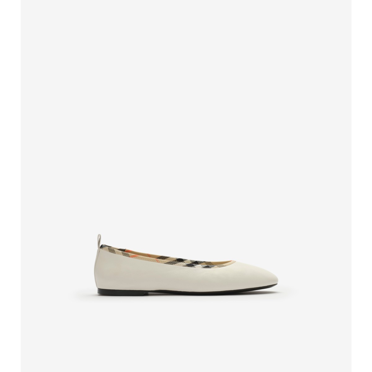 Check Trim Leather Robin Ballerinas
