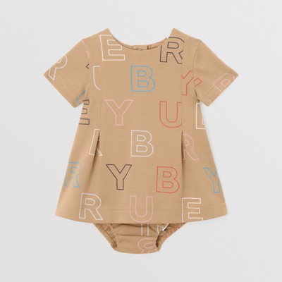 Logo Print Pleated Dress with Bloomers – Online Exclusive