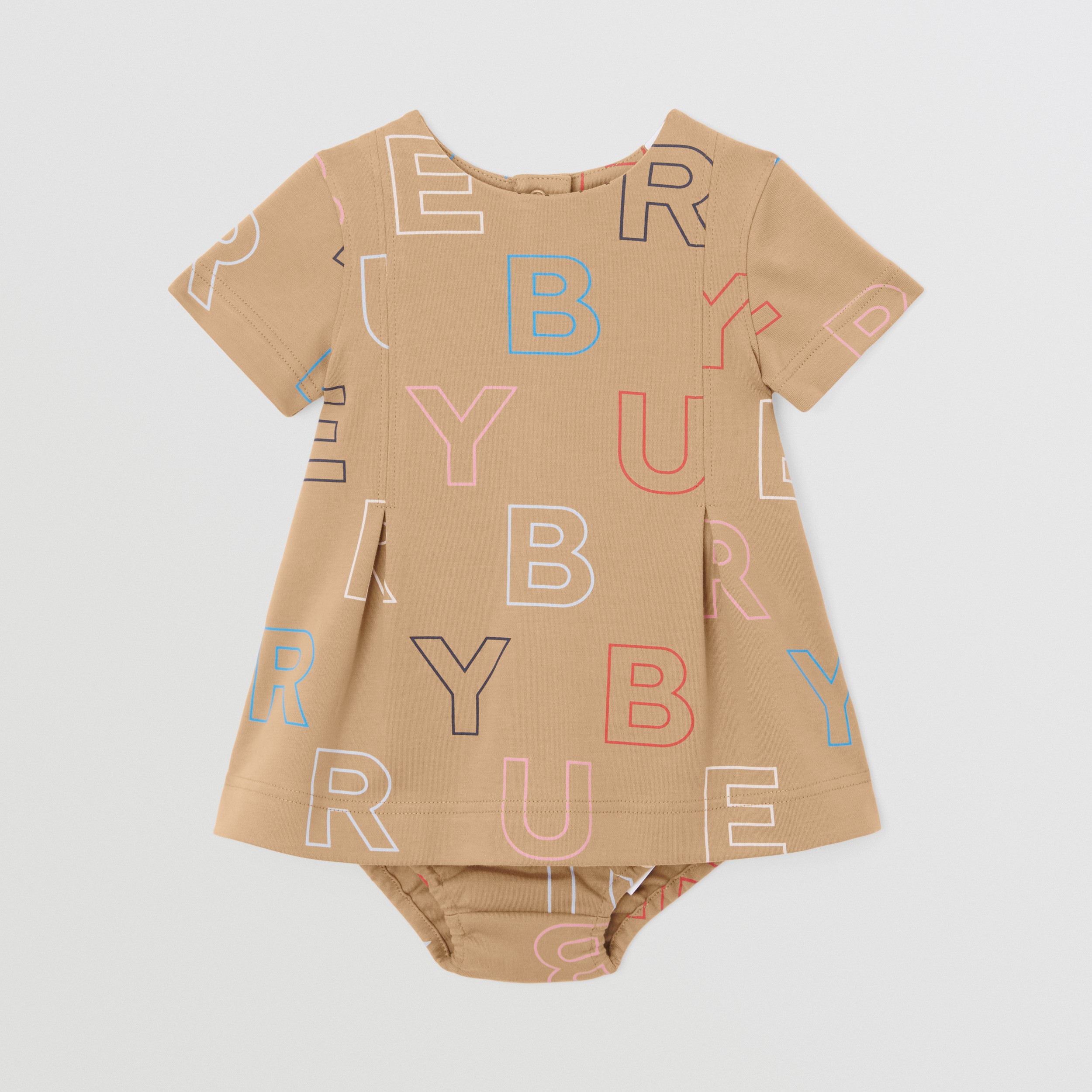 Logo Print Pleated Dress with Bloomers – Online Exclusive in Archive Beige - Children | Burberry® Official - 1