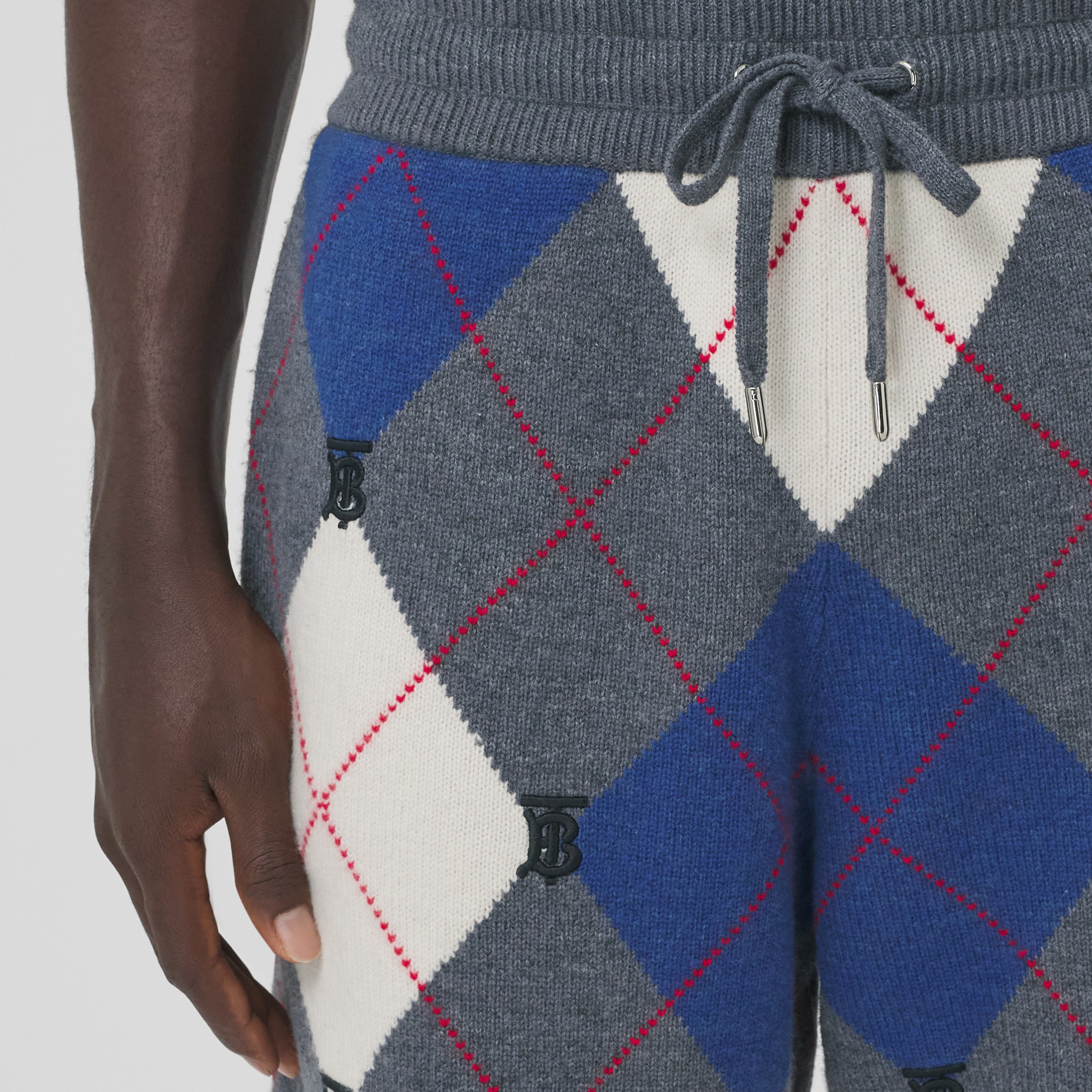 Monogram Motif Argyle Intarsia Wool Cashmere Shorts in Ash Grey - Men | Burberry® Official - 2