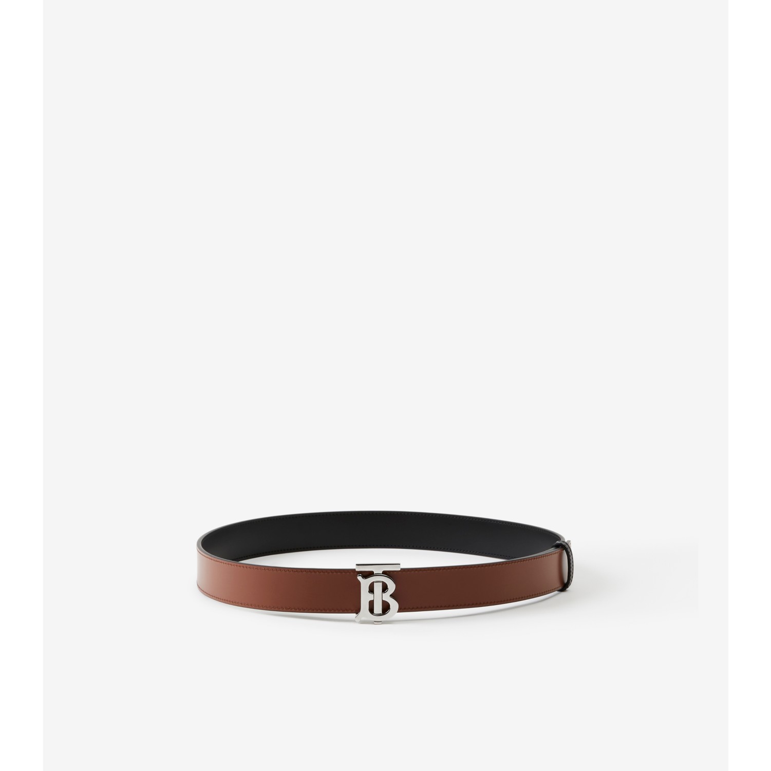 Leather Reversible TB Belt in Black/tan/silver - Women | Burberry® Official