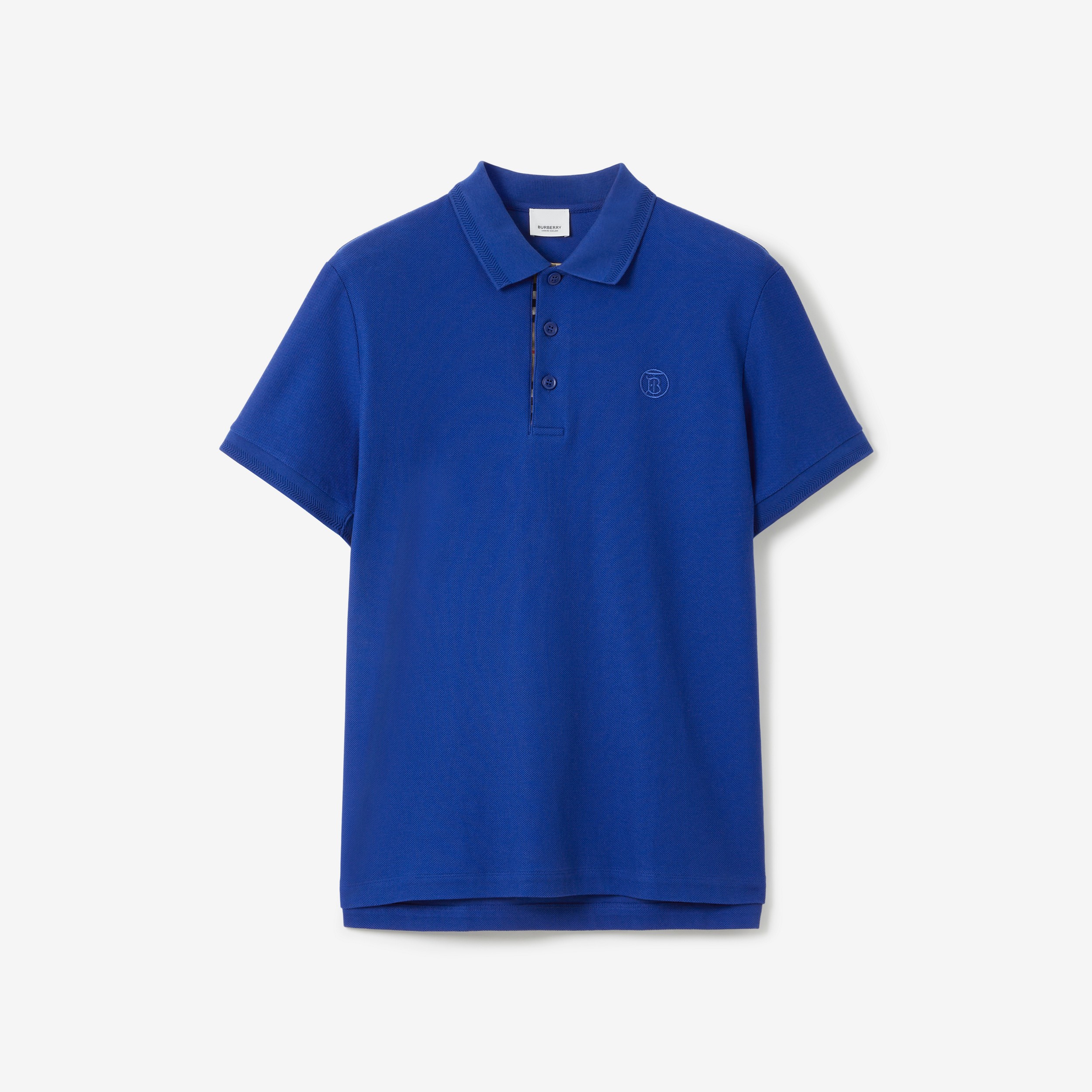 Camisa polo de algodão piquê com monograma (Azul Royal Profundo) - Homens | Burberry® oficial - 1