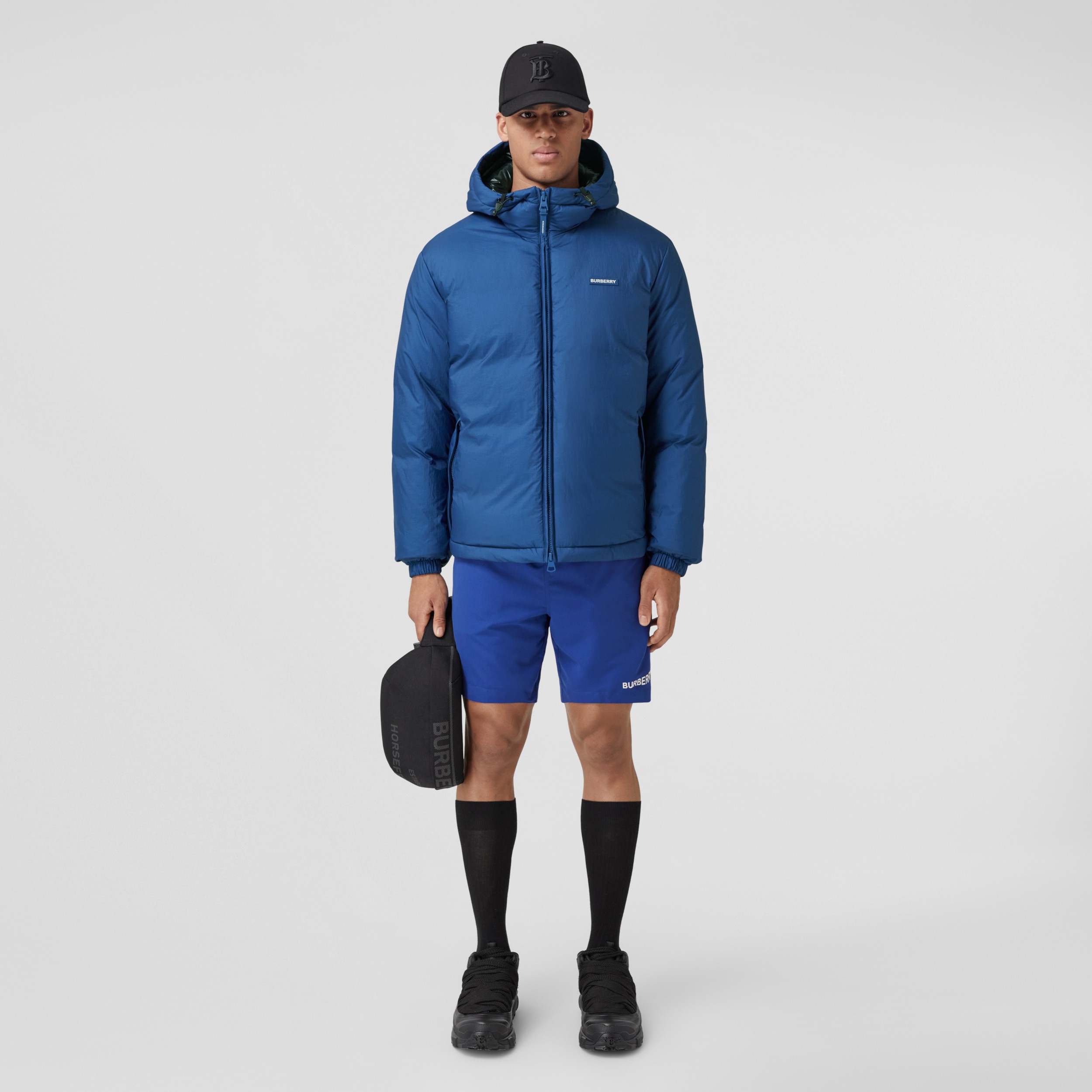 Giacca in nylon con cappuccio e logo ricamato (Blu Reale Scuro) - Uomo | Sito ufficiale Burberry® - 1