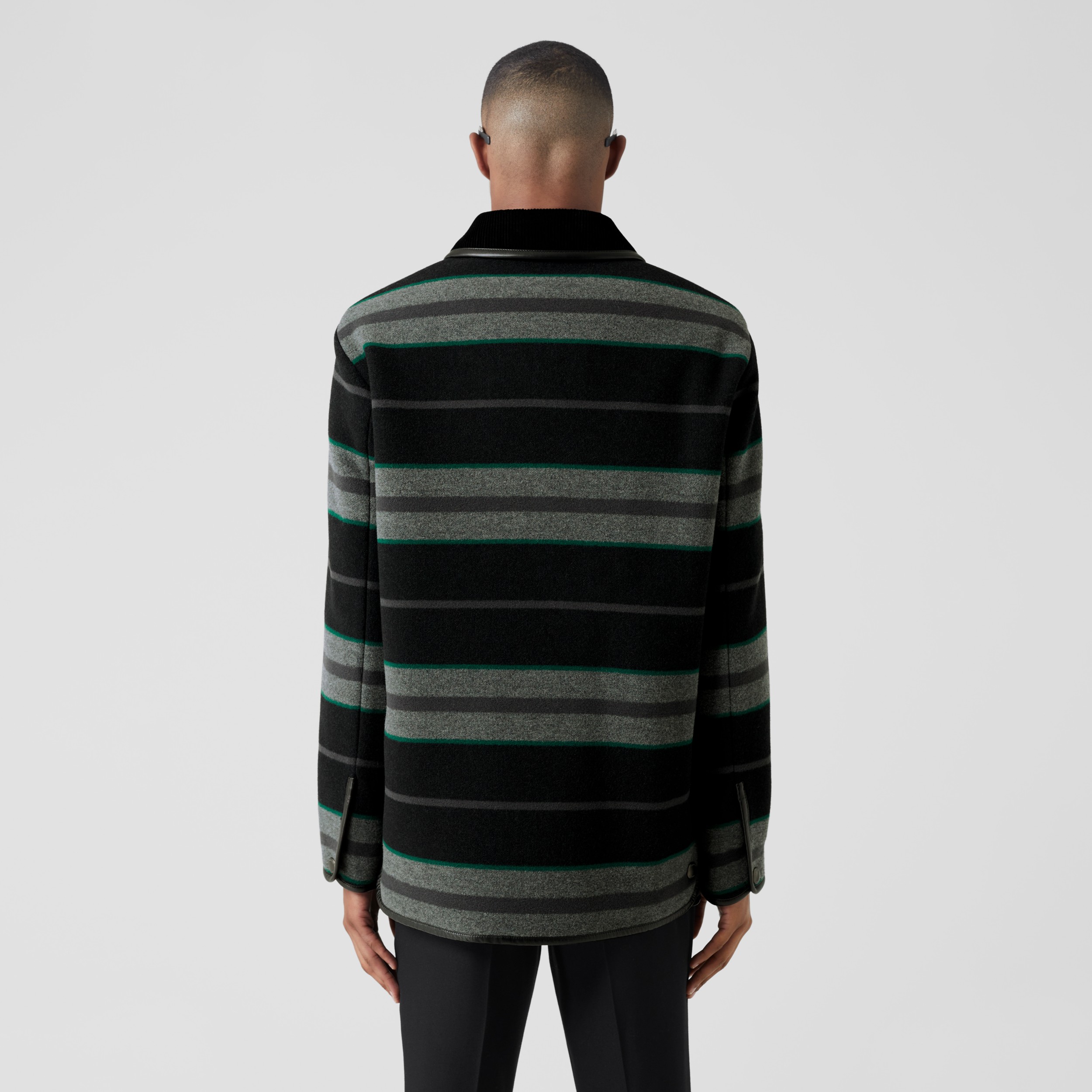 Jaqueta militar de lã com listras e logotipo bordado (Cinza Trovão Escuro) - Homens | Burberry® oficial - 3