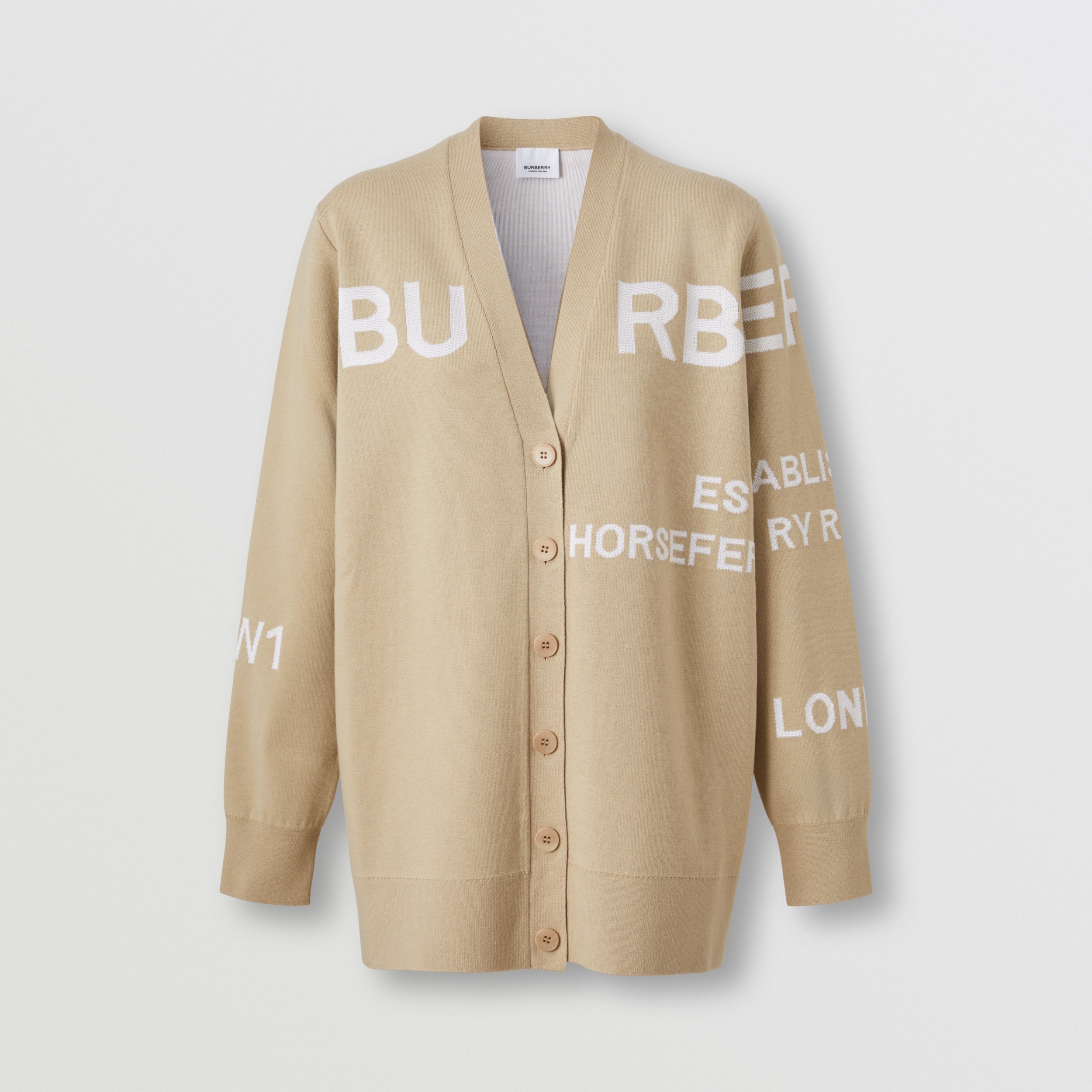 ホースフェリー ウールコットン オーバーサイズカーディガン キャメル ホワイト ウィメンズ Burberry 公式サイト