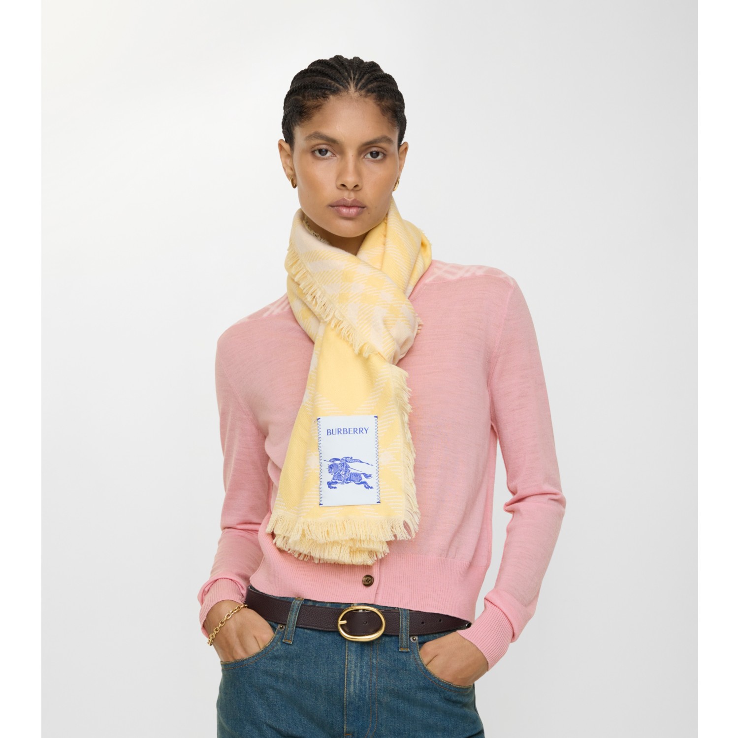 Écharpe large en laine et soie Check