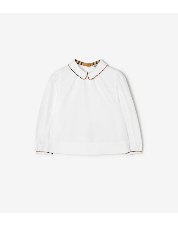 Check Trim Cotton Shirt
