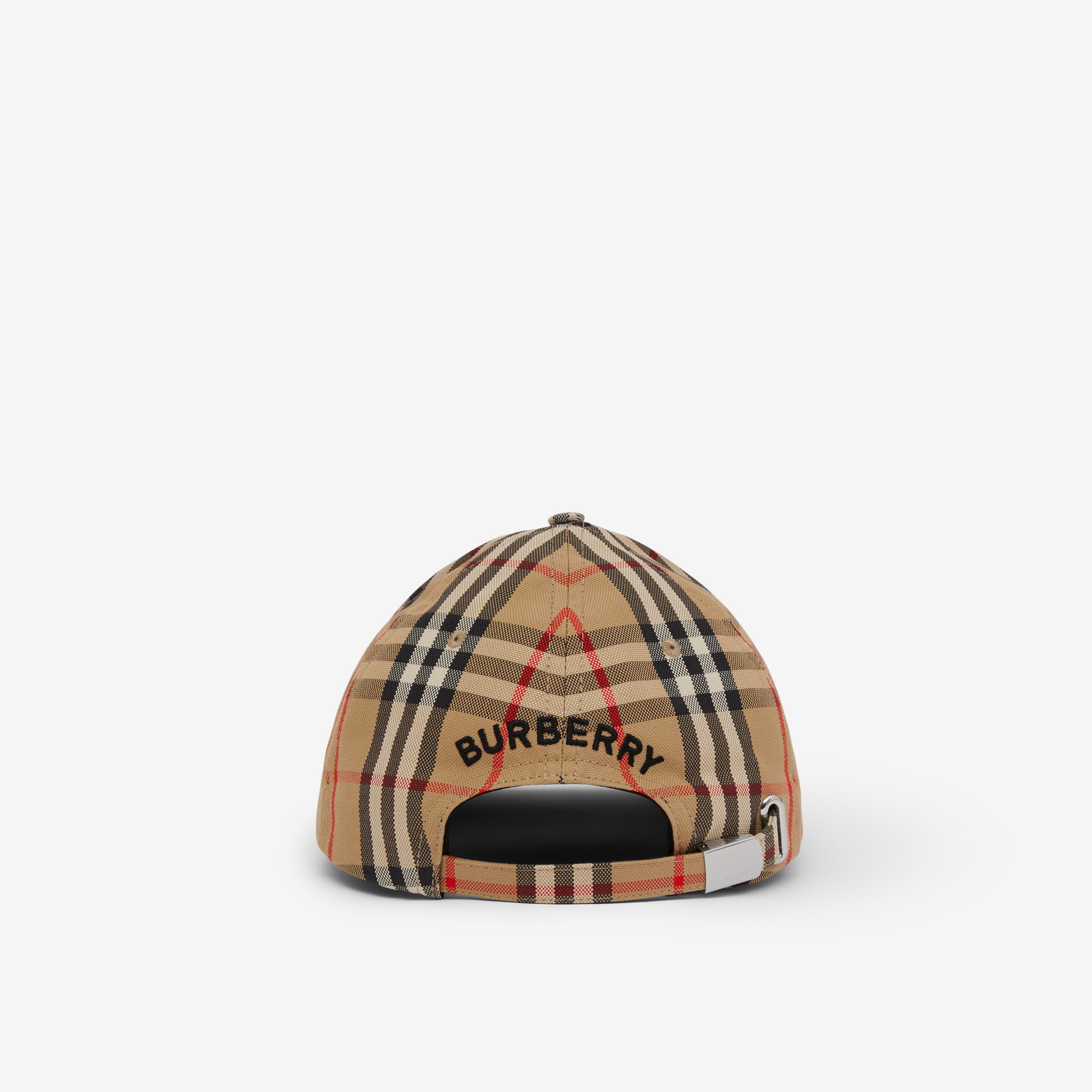 Embroidered Logo Vintage Check Cotton Baseball Cap in Archive Beige | Burberry® Official - 3