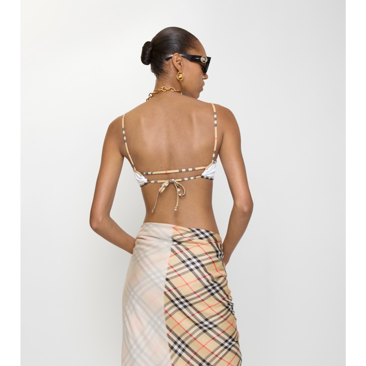 Bikinioberteil mit Check-Besatz
