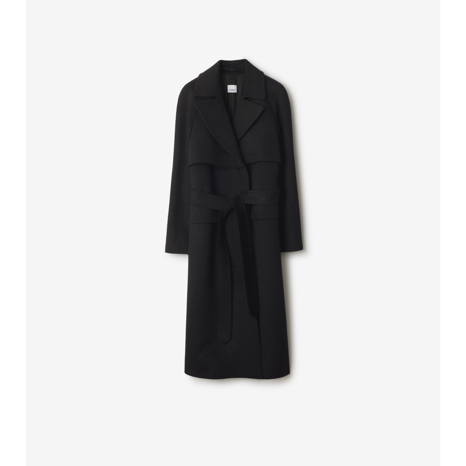 Trench coat lungo in lana e cashmere