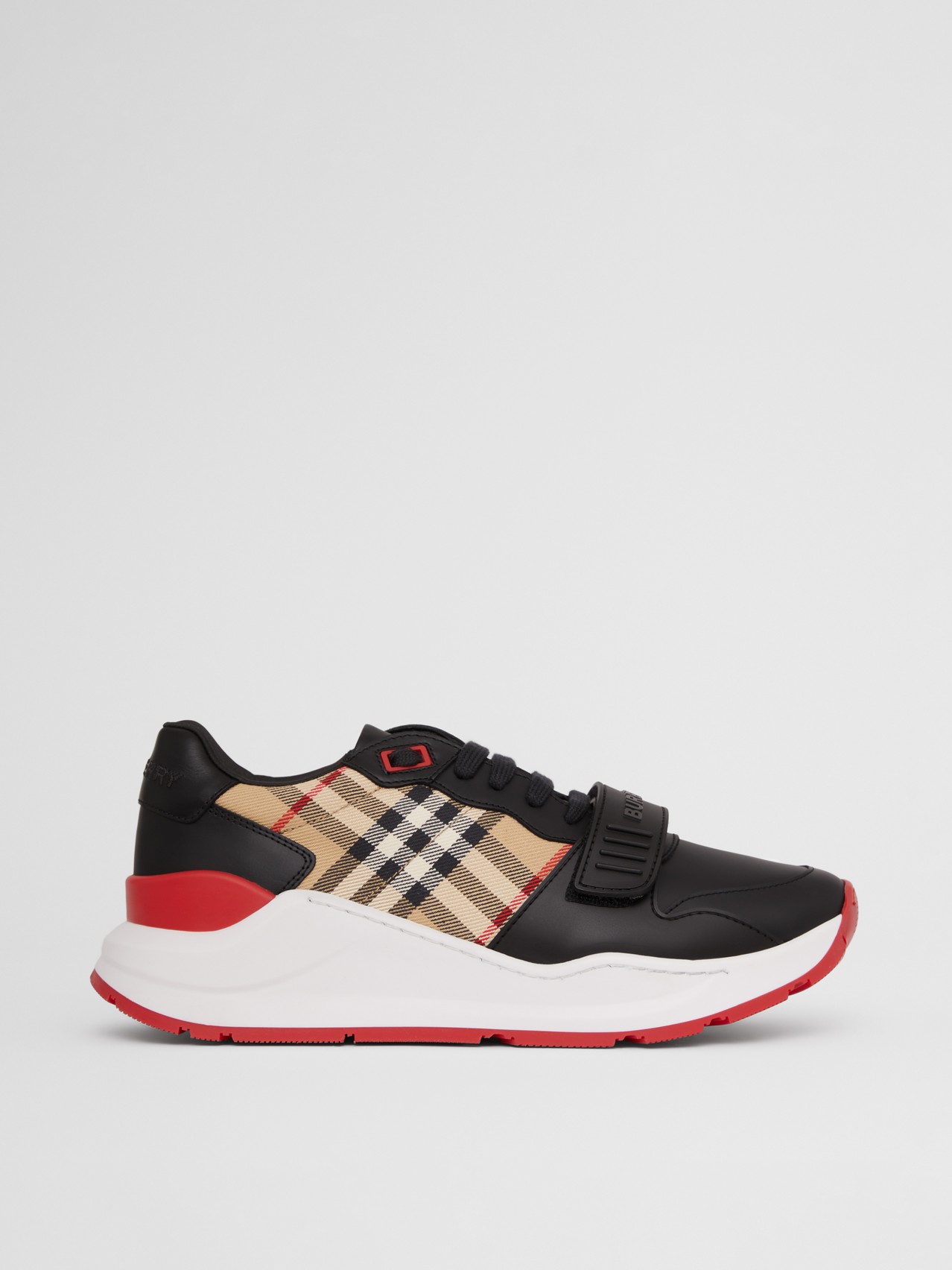 Leather and Vintage Check Cotton Sneakers by Burberry, available on burberry.com for $570 Gigi Hadid Shoes SIMILAR PRODUCT