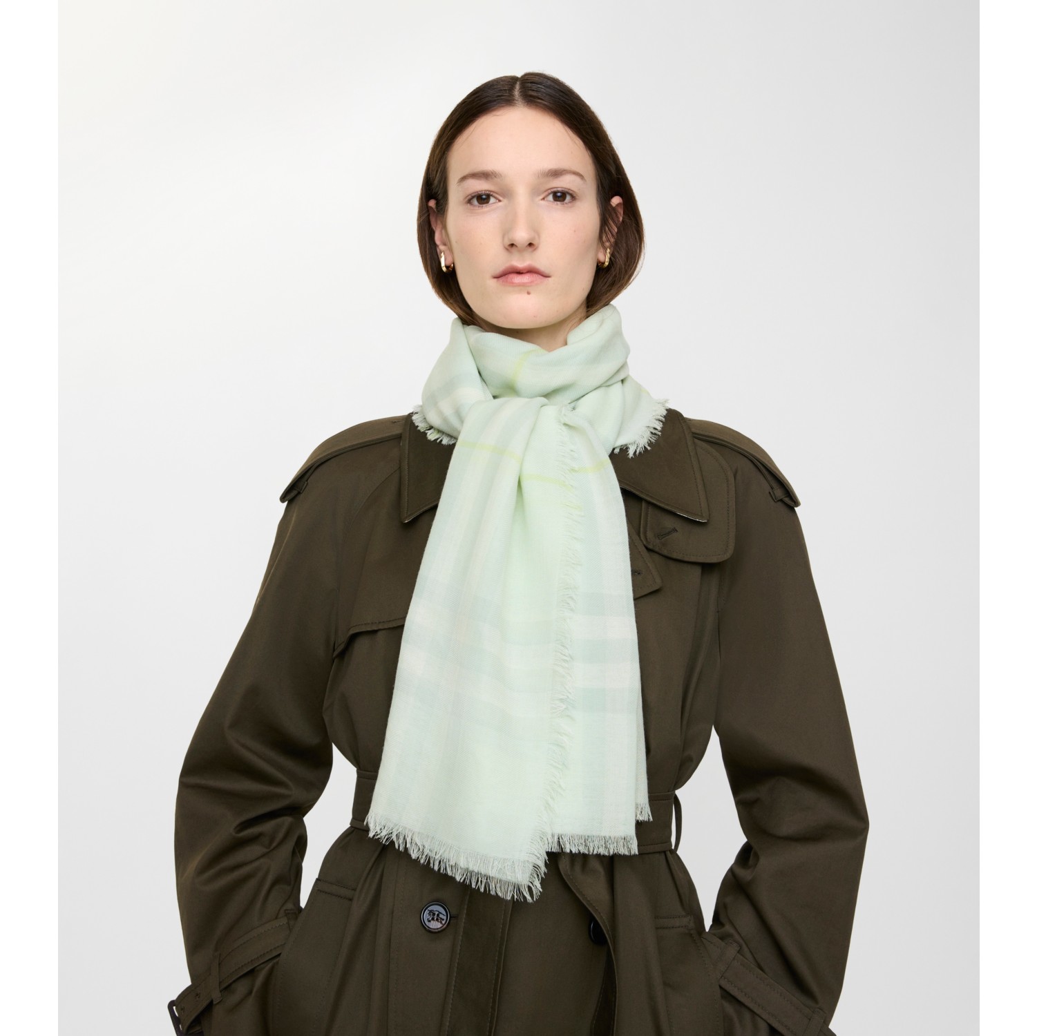 Écharpe large en laine Check